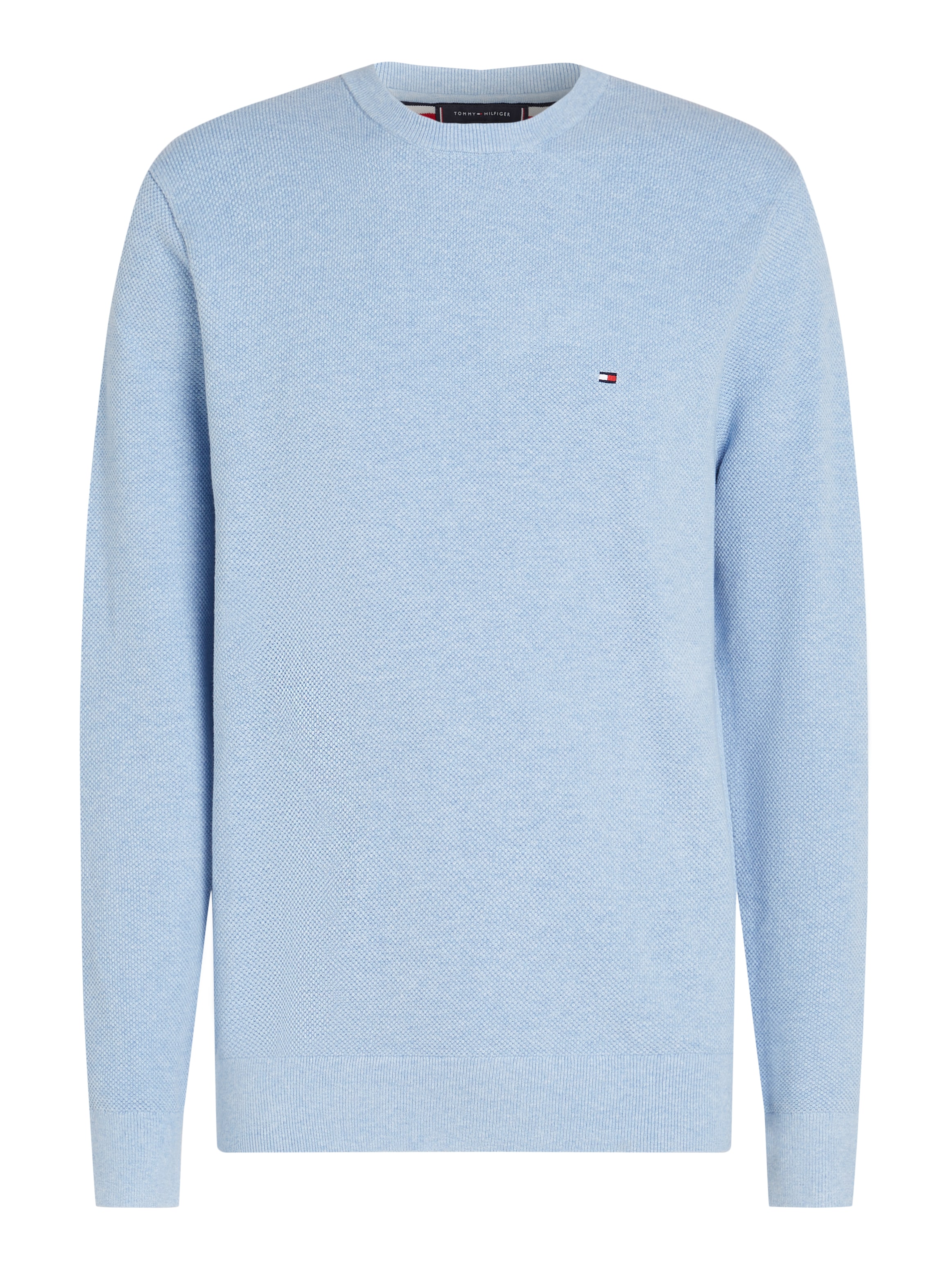 Tommy Hilfiger Rundhalspullover »ESSENTIAL STRUCTURE CREW NECK mit Struktur und Label«, unifarben, casual, regular fit, Baumwolle, Rundhals