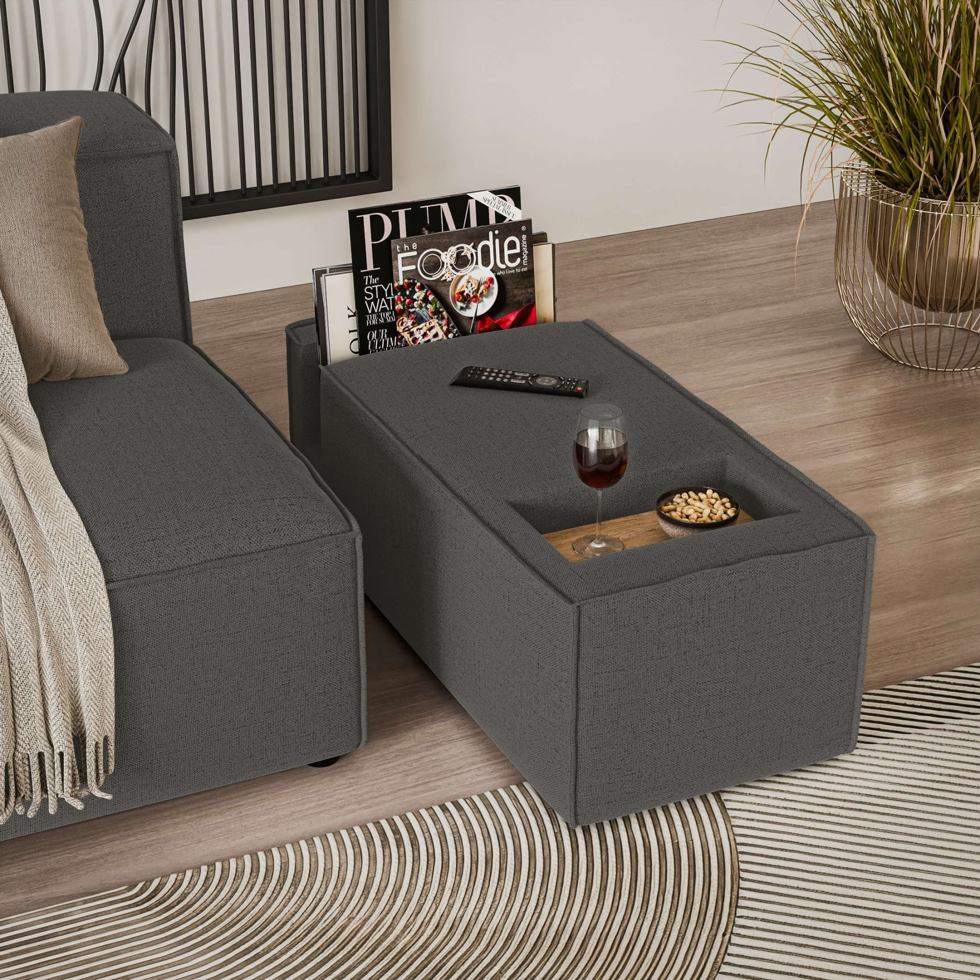 INOSIGN Sofaelement »HAILY Tisch XL für das Modulsofa, extra tief, Maße B/T/H: 45/130/37 cm« als Modul oder separat verwendbar, mit Steckfach und Ablagefläche