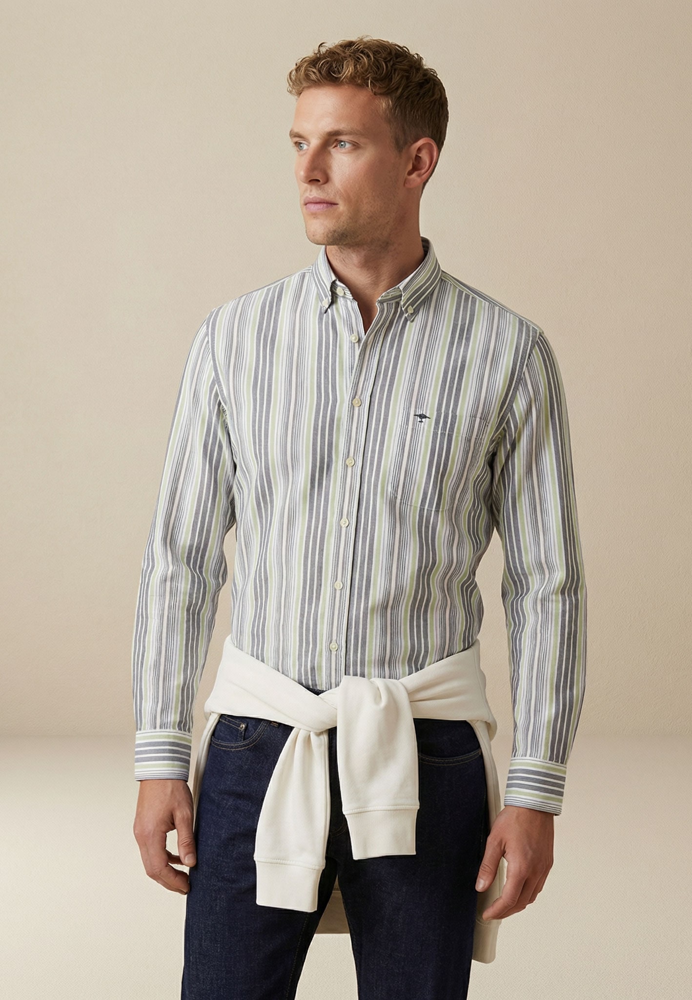 FYNCH-HATTON Streifenhemd »Washed Oxford Stripe« normale Passform, aus reiner Baumwolle, mit Streifenmuster