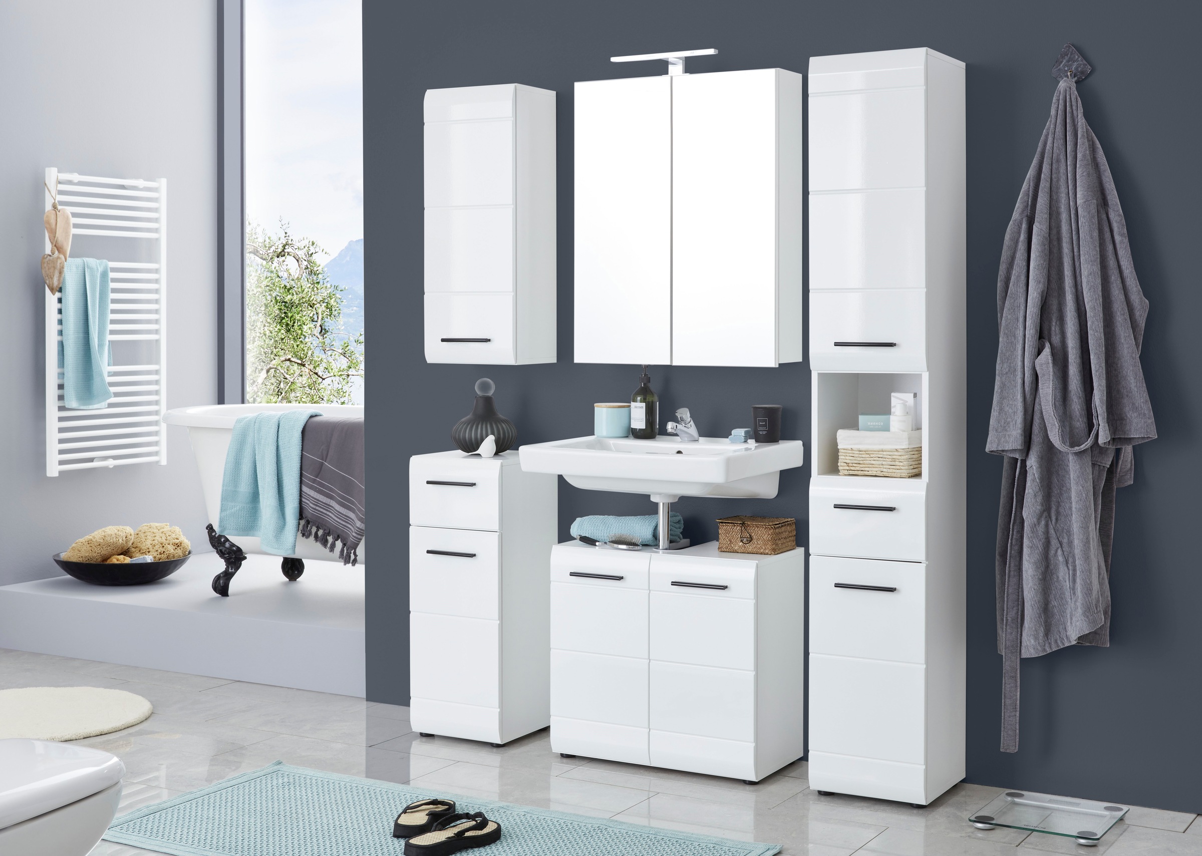 welltime Unterschrank »Sovana« Kommode mit 1 Tür & 1 Schublade - (B/T/H) 30/31/79 cm