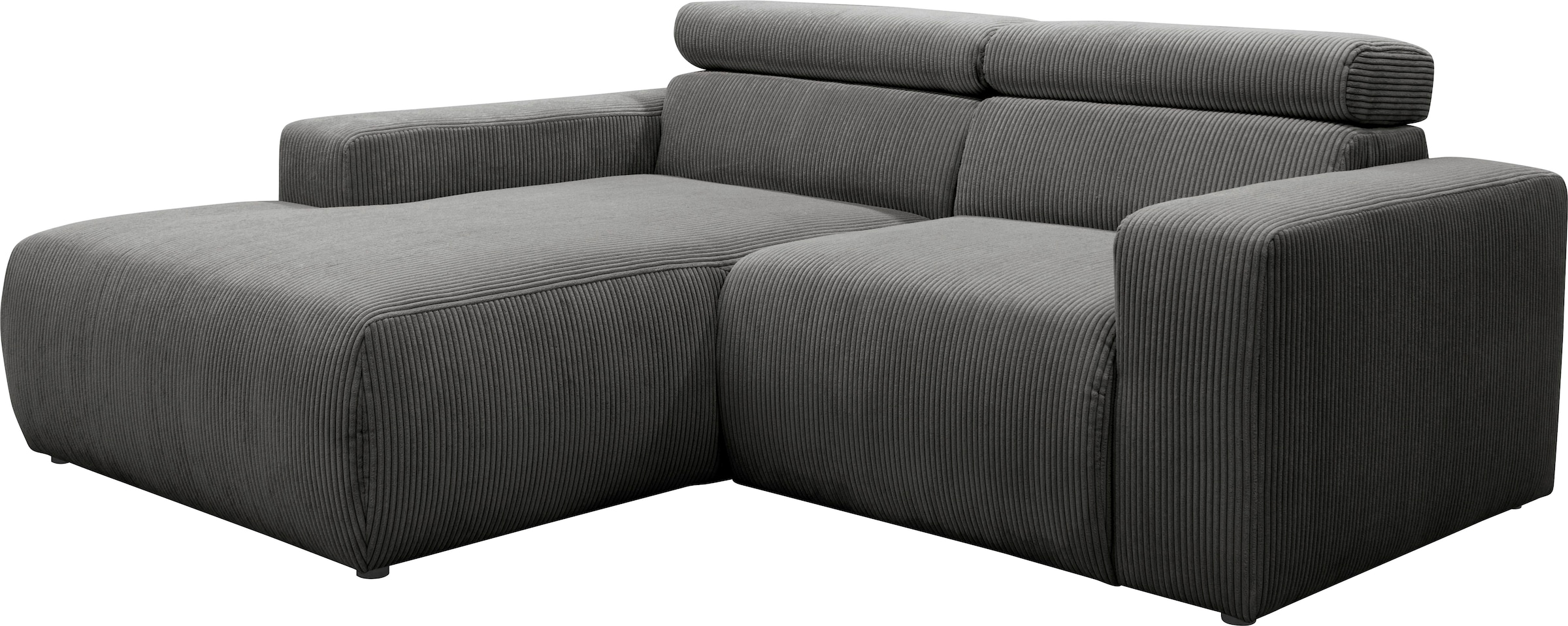 DOMO collection Ecksofa »Brandon B/T: 214/175 cm, belastbar bis 140kg/ Sitz, L-Form«, Cord, grau