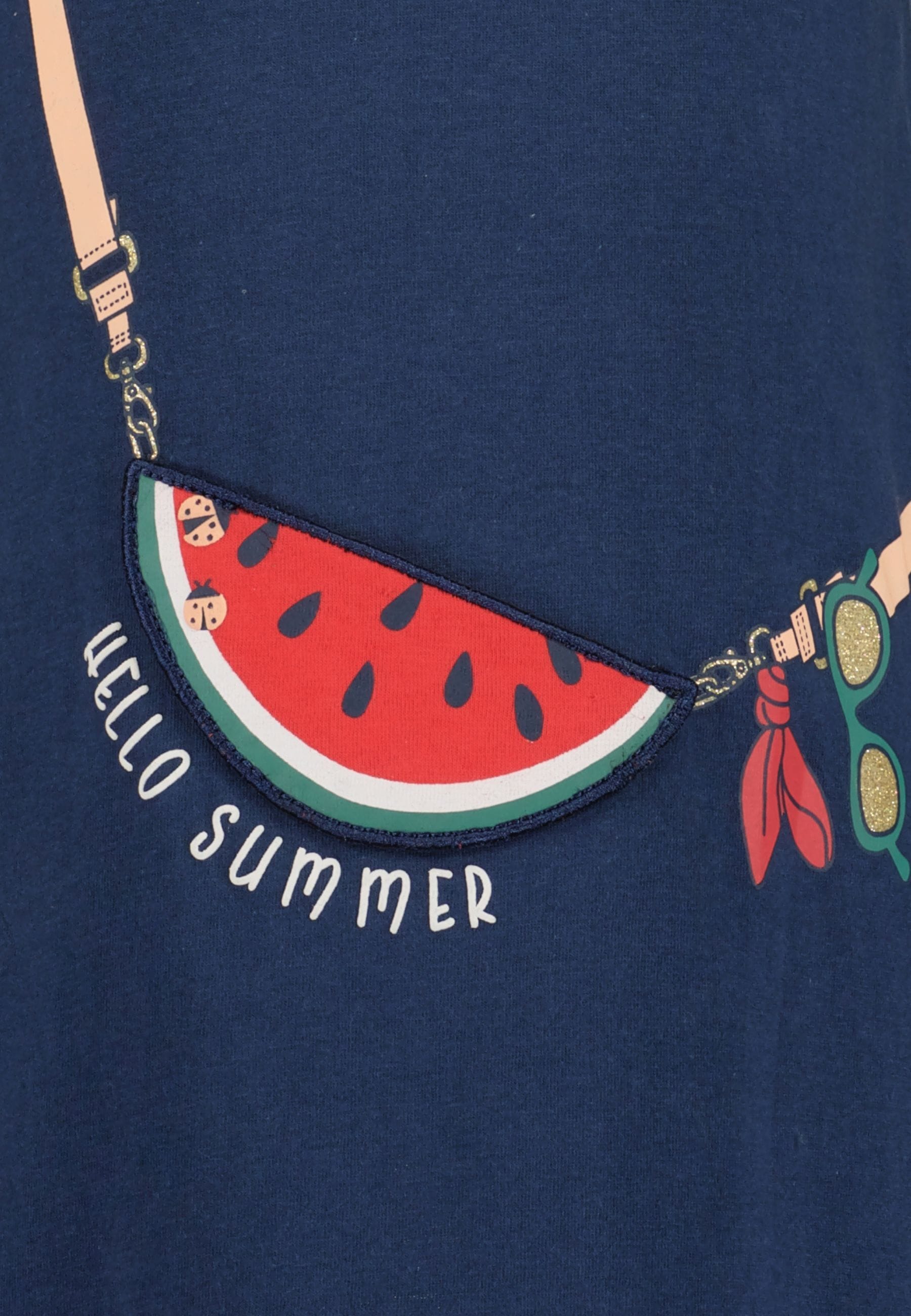 Blue Seven Jerseykleid »Blue Seven Mädchen Kleid mit Melonen Druck« aufgesetzte Tasche