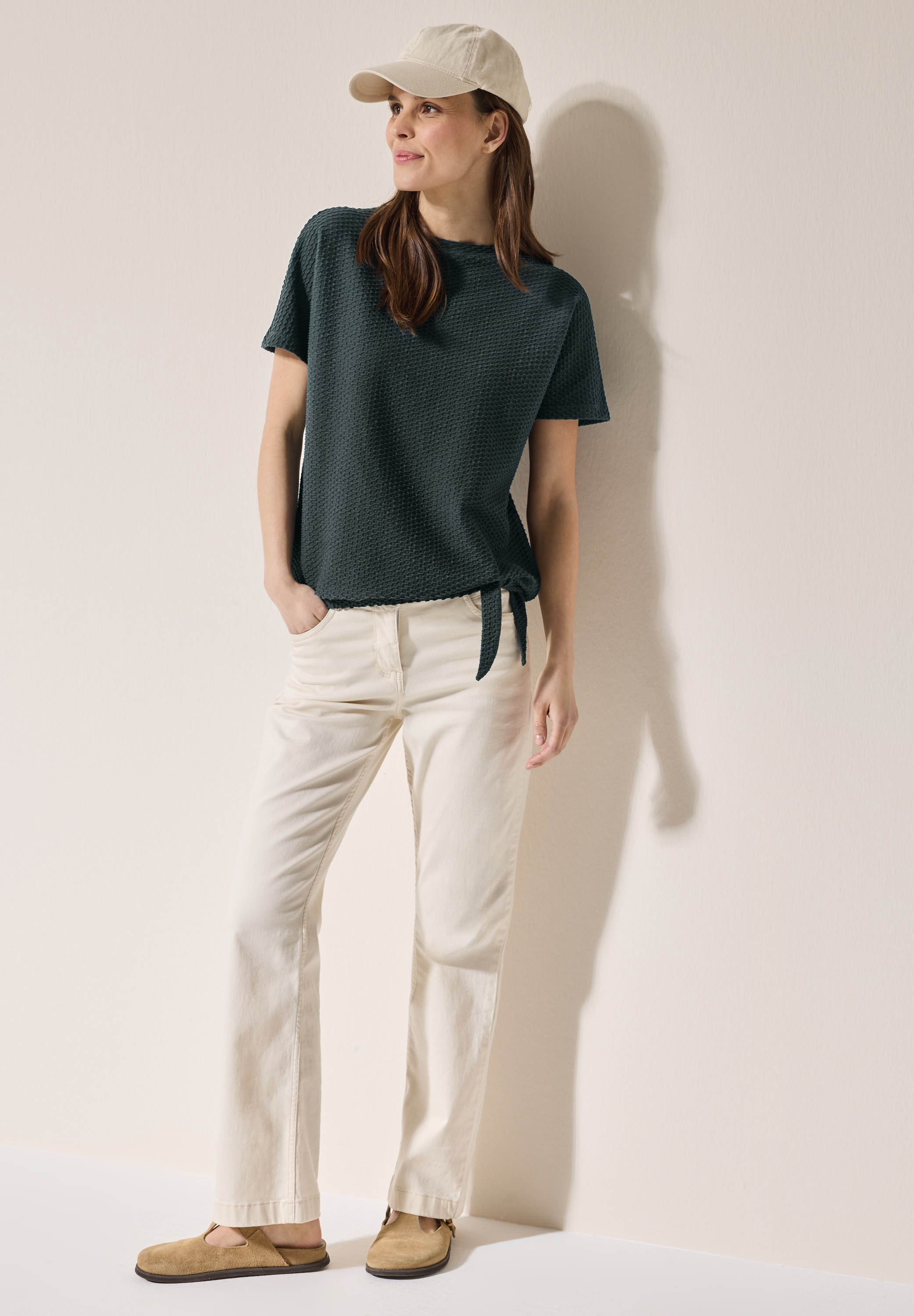Cecil T-Shirt, mit Struktur und Knoten am Saum