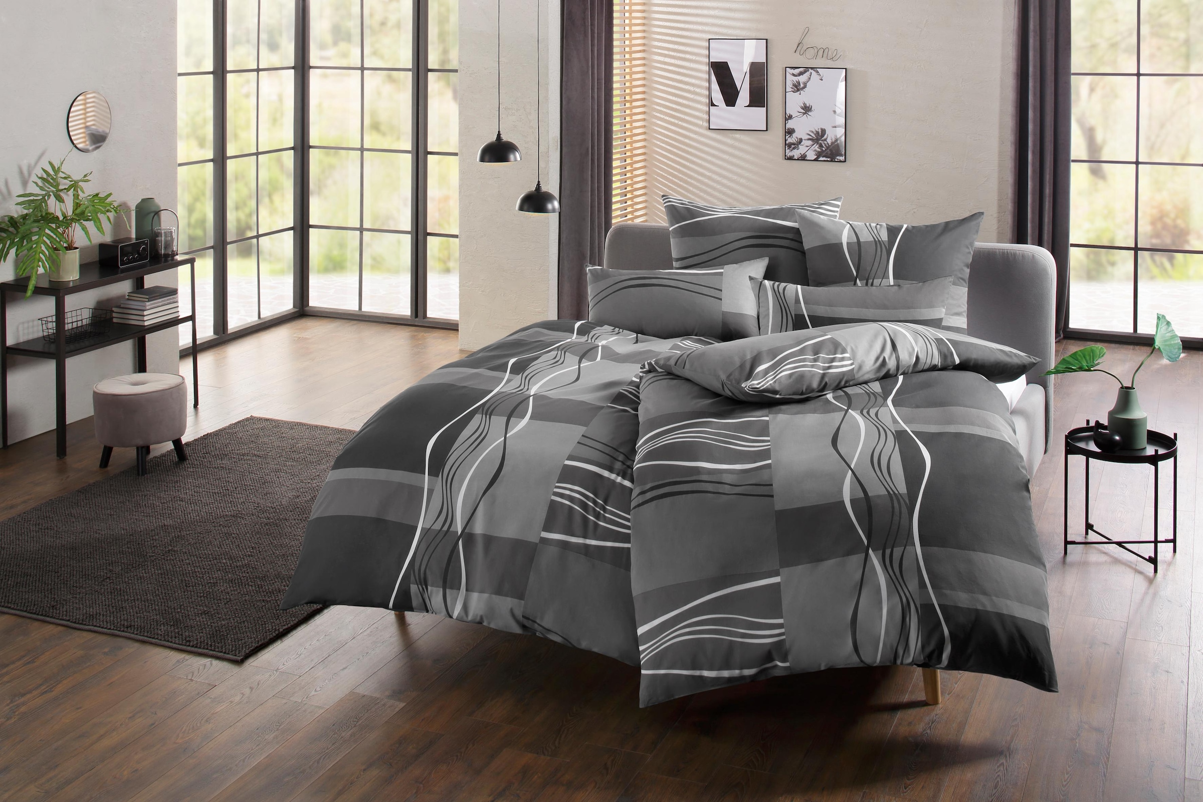 My Home Bettwäsche »Kelian« 2 tlg. in verschiedenen Qualitäten in grau, Größe B/L: 80 cm x 80 cm