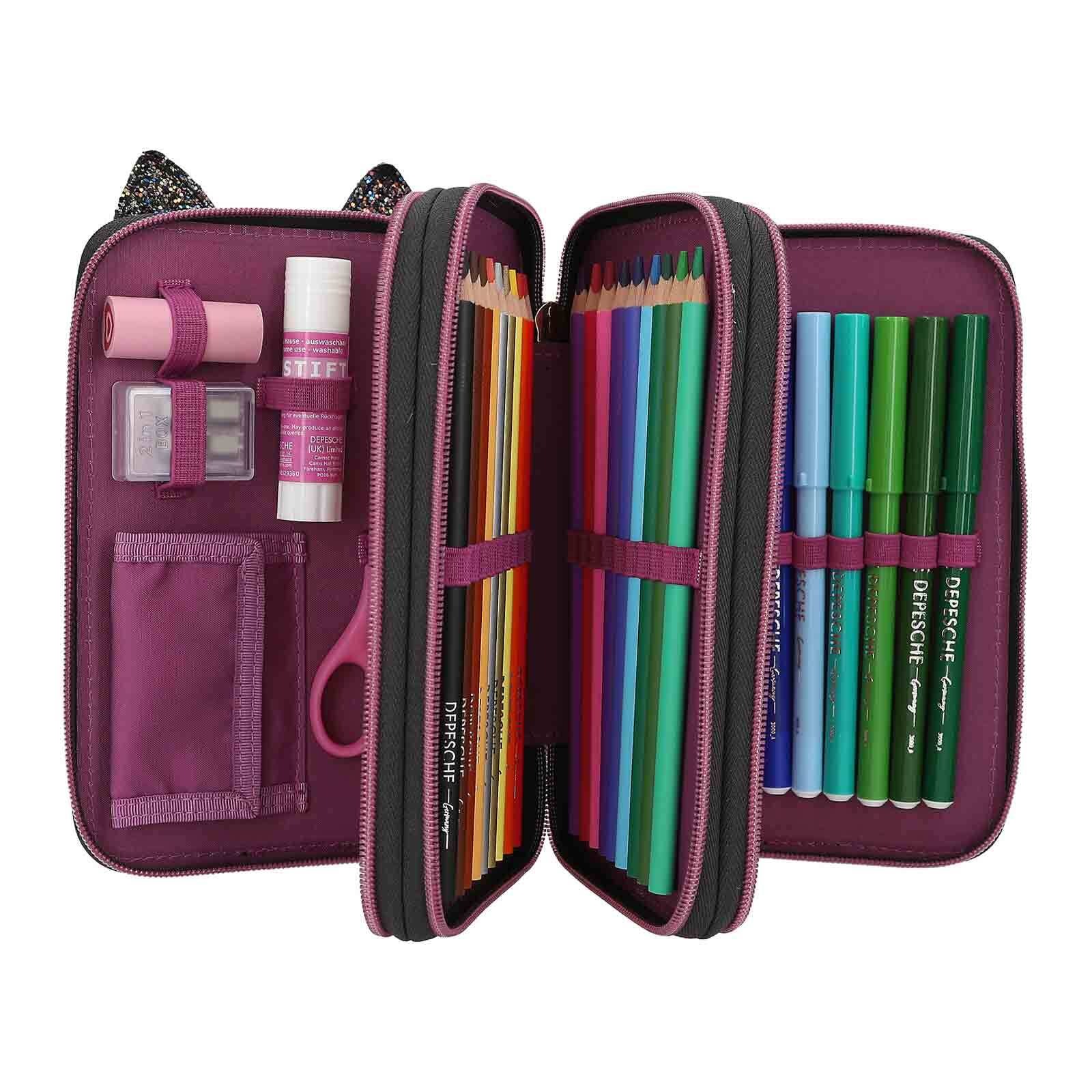 Depesche Buntstift »3-Fach Federtasche REBEL KITTY TOPModel 7,5 x 13 x 20 cm bunt«