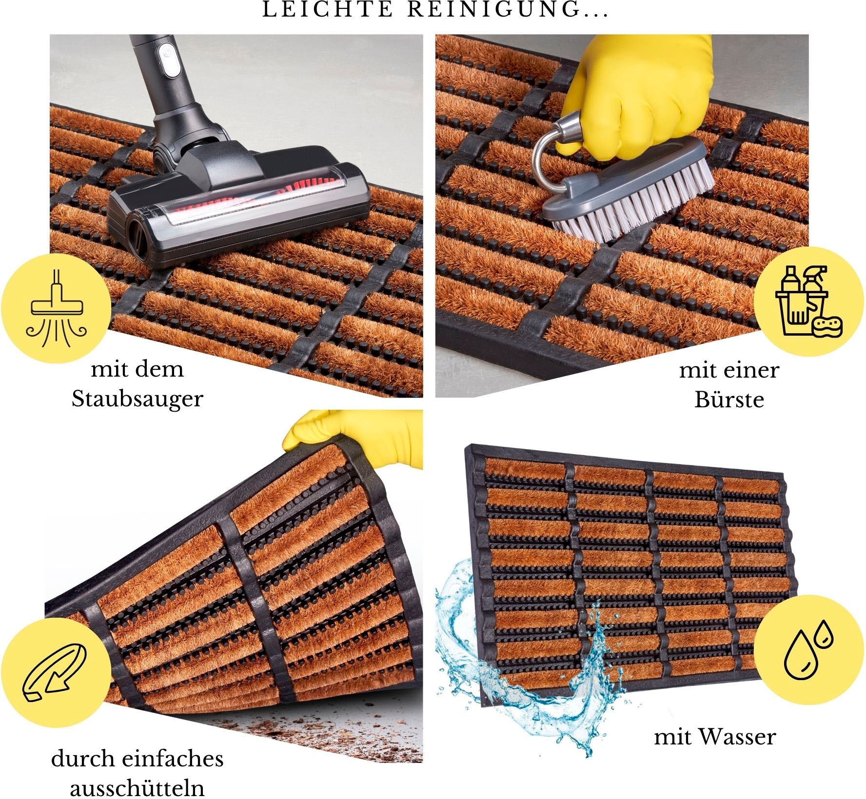 HANSE Home Fußmatte »Schmutzfangmatte Brushes Mat, Türmatte«, rechteckig, 25 mm Höhe, Kokos, Gummi, Schmutzfangmatte, Outdoor, Rutschfest, Innen, Kokosmatte