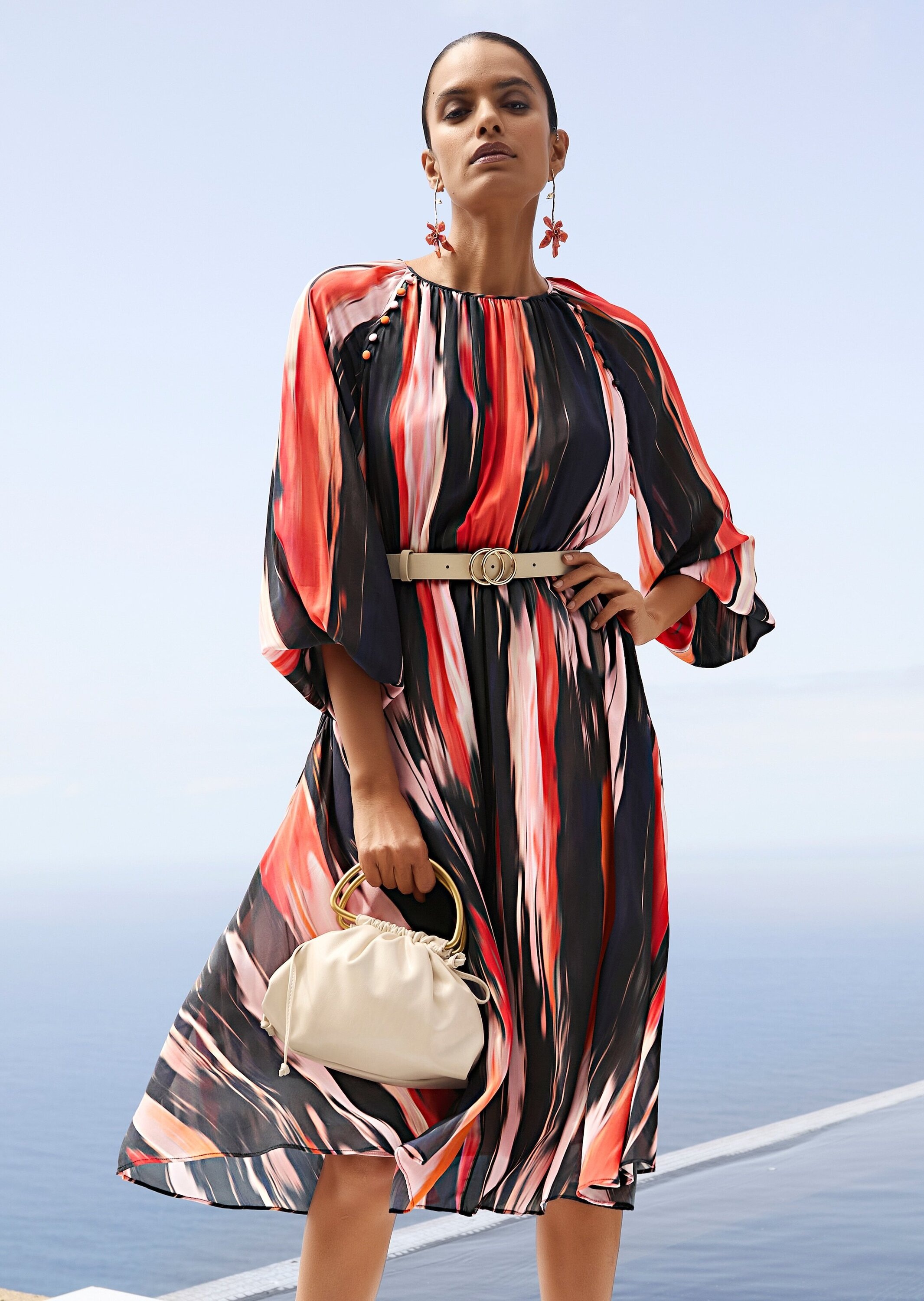 MADELEINE Midikleid »Midikleid Viskosekleid mit Streifenmuster«