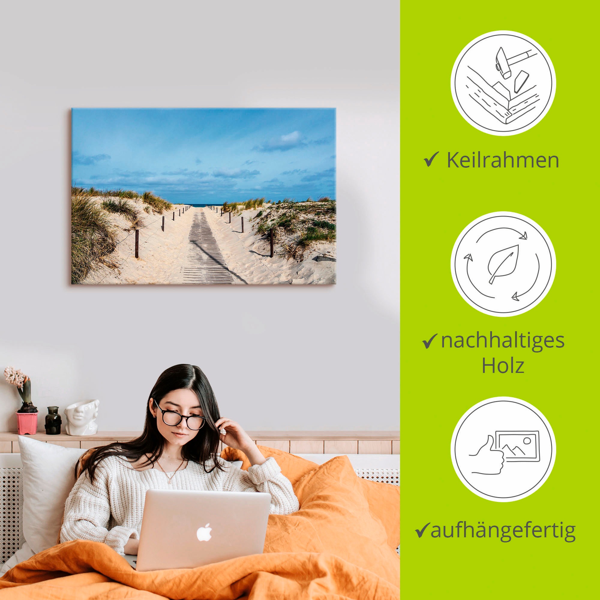 Artland Wandbild »Strandaufgang an Küste der Ostsee«, Strandbilder, (1 St.), als Alubild, Outdoorbild, Leinwandbild, Poster, Wandaufkleber