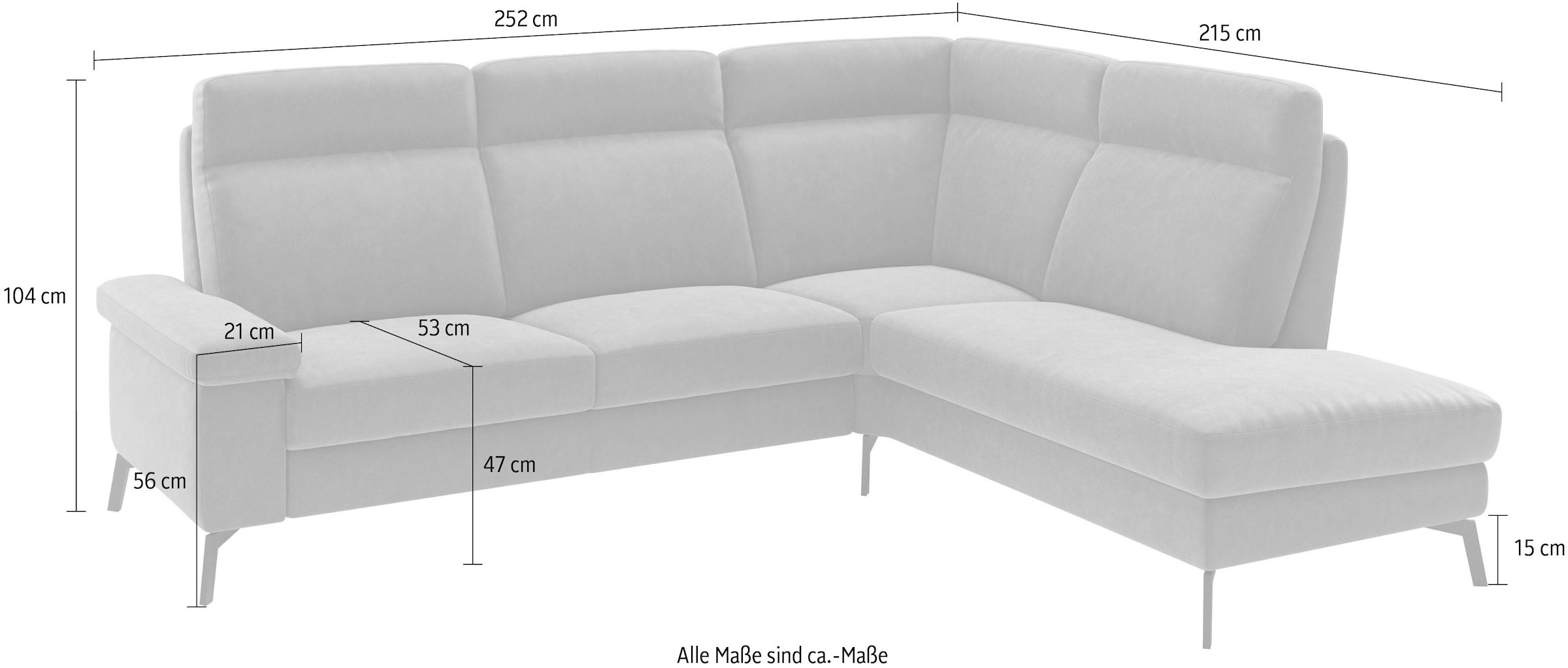 Home affaire Ecksofa »Nalani, optionaler Sitzauszug, Breite: 252 cm« Komfortabler Federkernsitz, großzügige Ecke, klappbare Armlehne