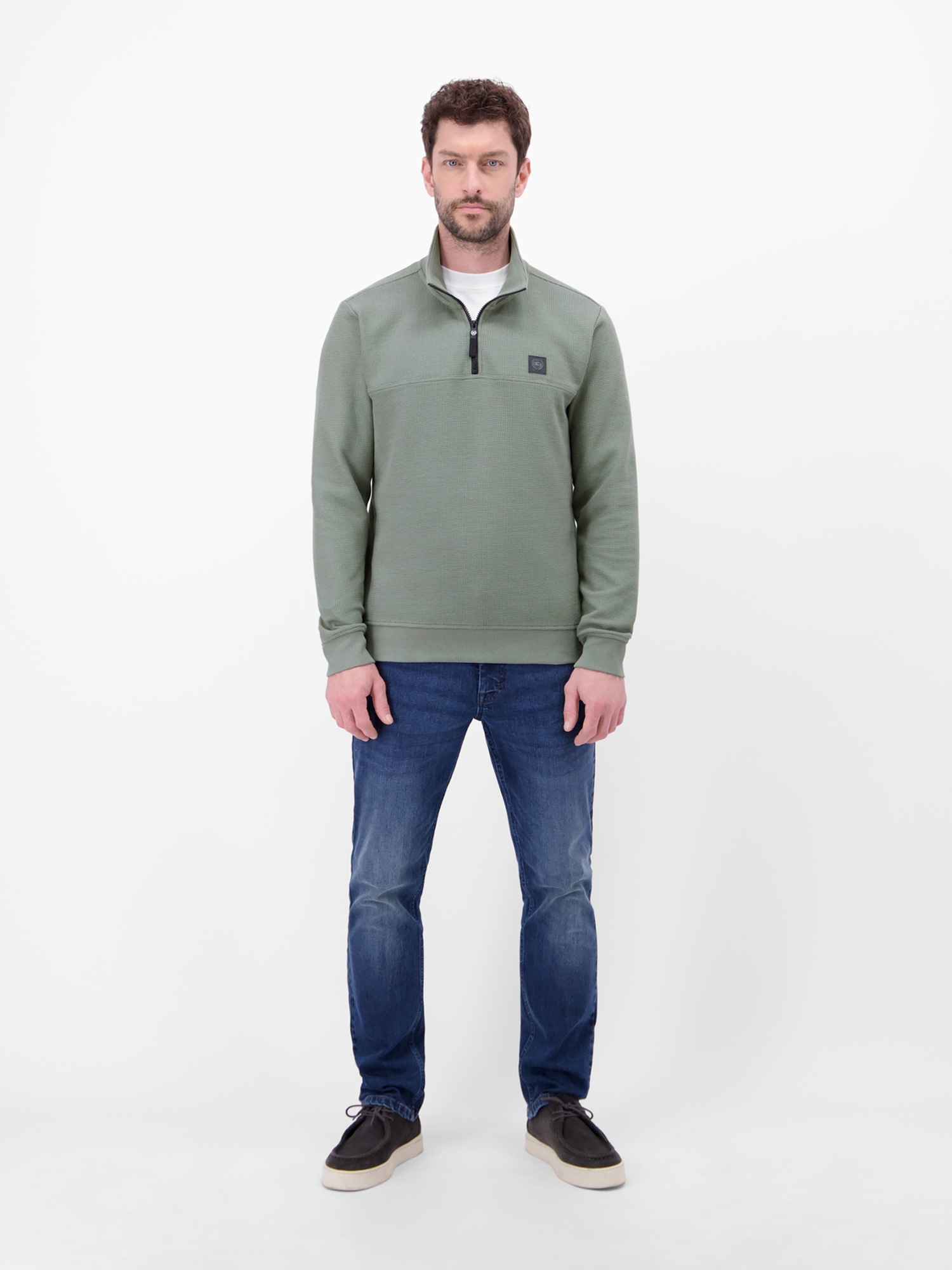 LERROS Sweatshirt »Troyer in Sweatqualität mit Waffelstruktur«
