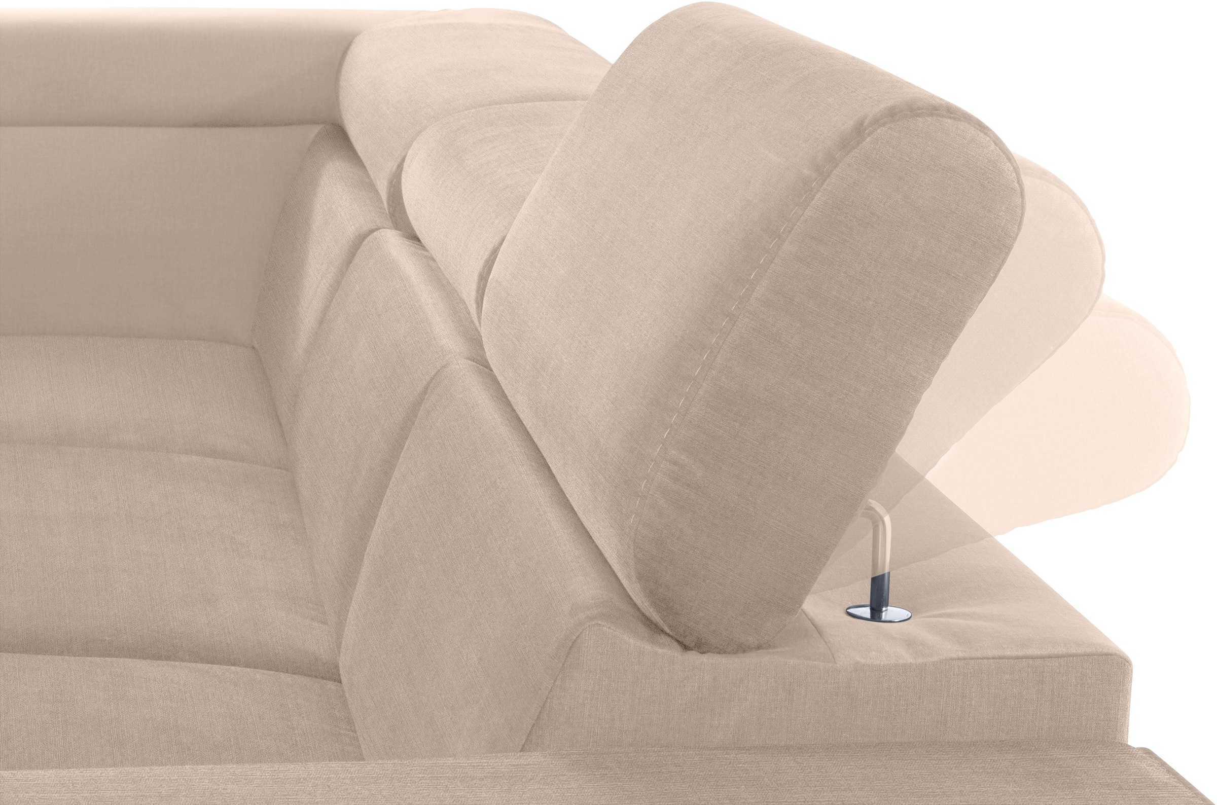 COTTA Polstergarnitur »Morven L-Form«, (Set), Set bestehend aus: Ecksofa mit Kopfteilverstellung & Hocker