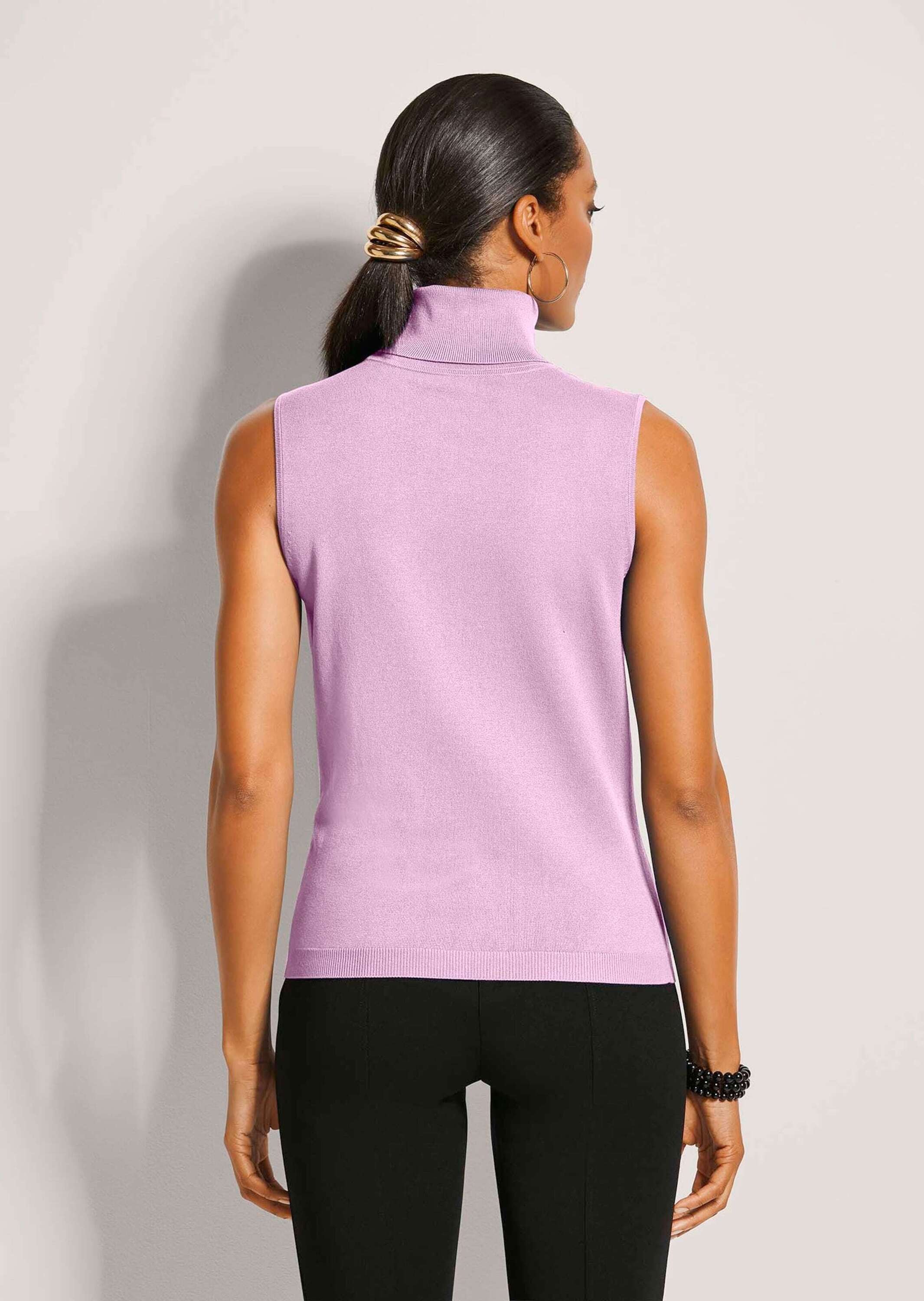 MADELEINE Longpullover »Strickpullover Viskosepullover ohne Ärmel« Ärmelloser Rollkragenpullover