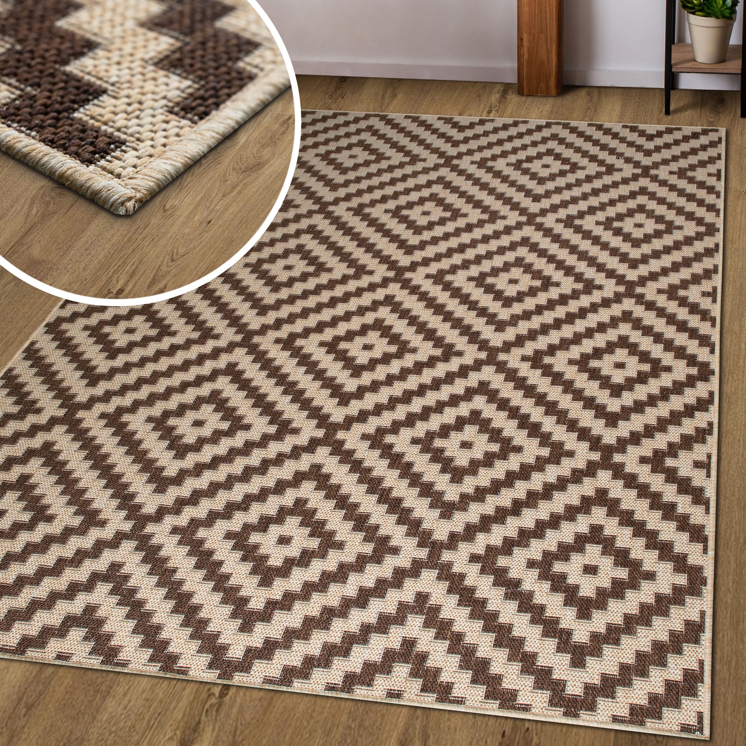 OTTO home Teppich »Cordoba auch als Läufer erhältlich« rechteckig 3 mm Höhe In- und Outdoor geeignet, Sisal-Optik, Wetterfest & UV-beständig, Boho