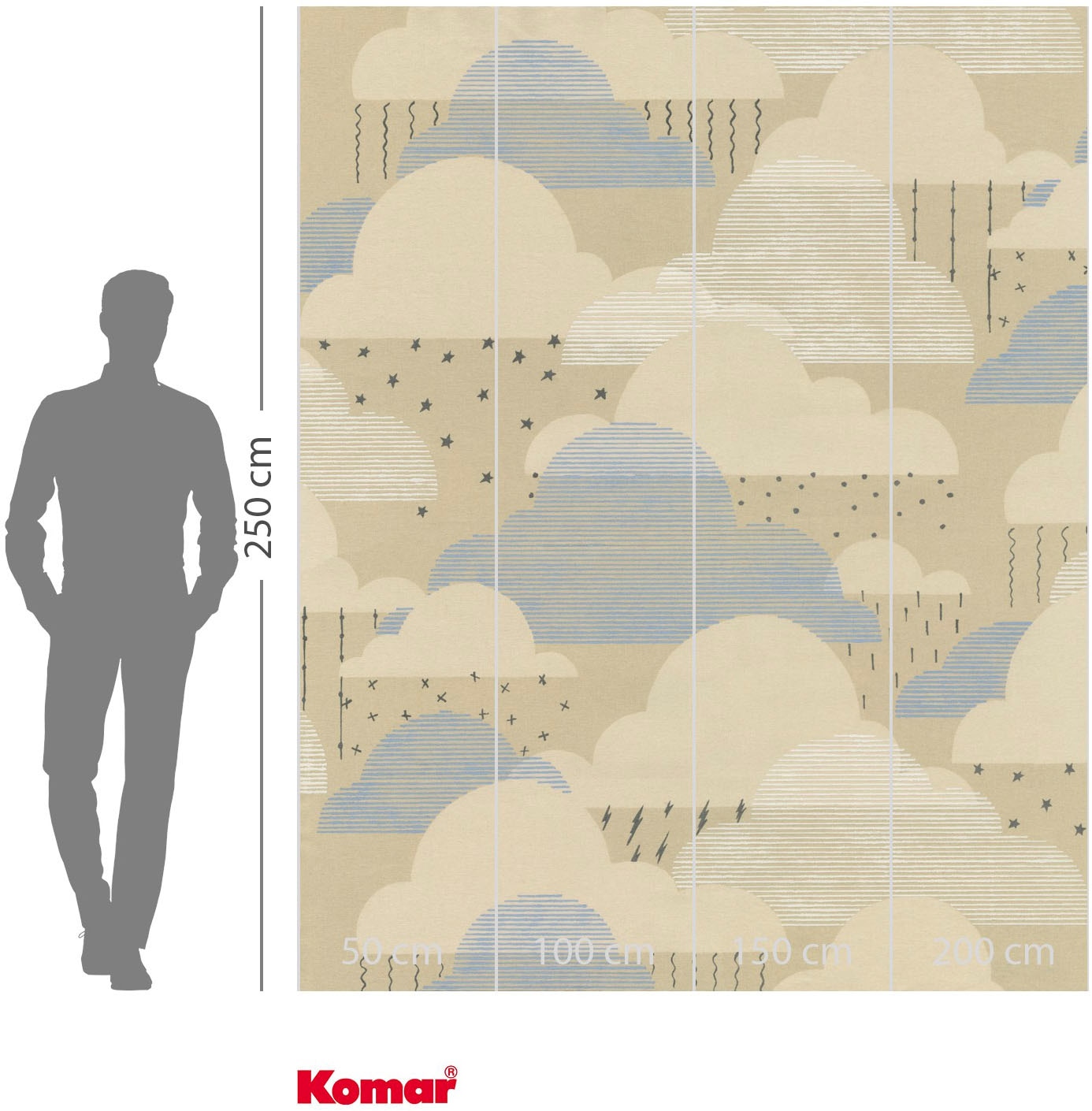 Komar Fototapete »Vlies Fototapete - Happy Clouds - Größe 200 x 250 cm« Motiv | bedruckt glatt