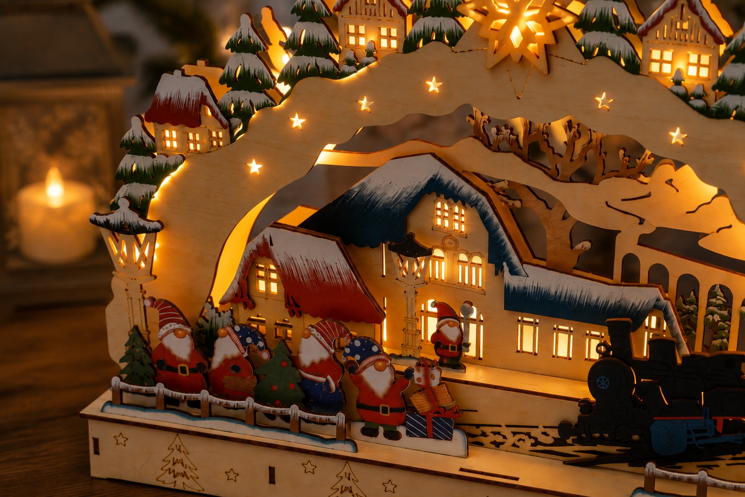 OTTO home LED Schwibbogen »winterliche 3D Kulisse, mehrstöckig, 1 Stück« 1 Gratis-Hänger, 6h-Timer, 3D-Optik, winterliche Kulisse, Höhe 30 cm