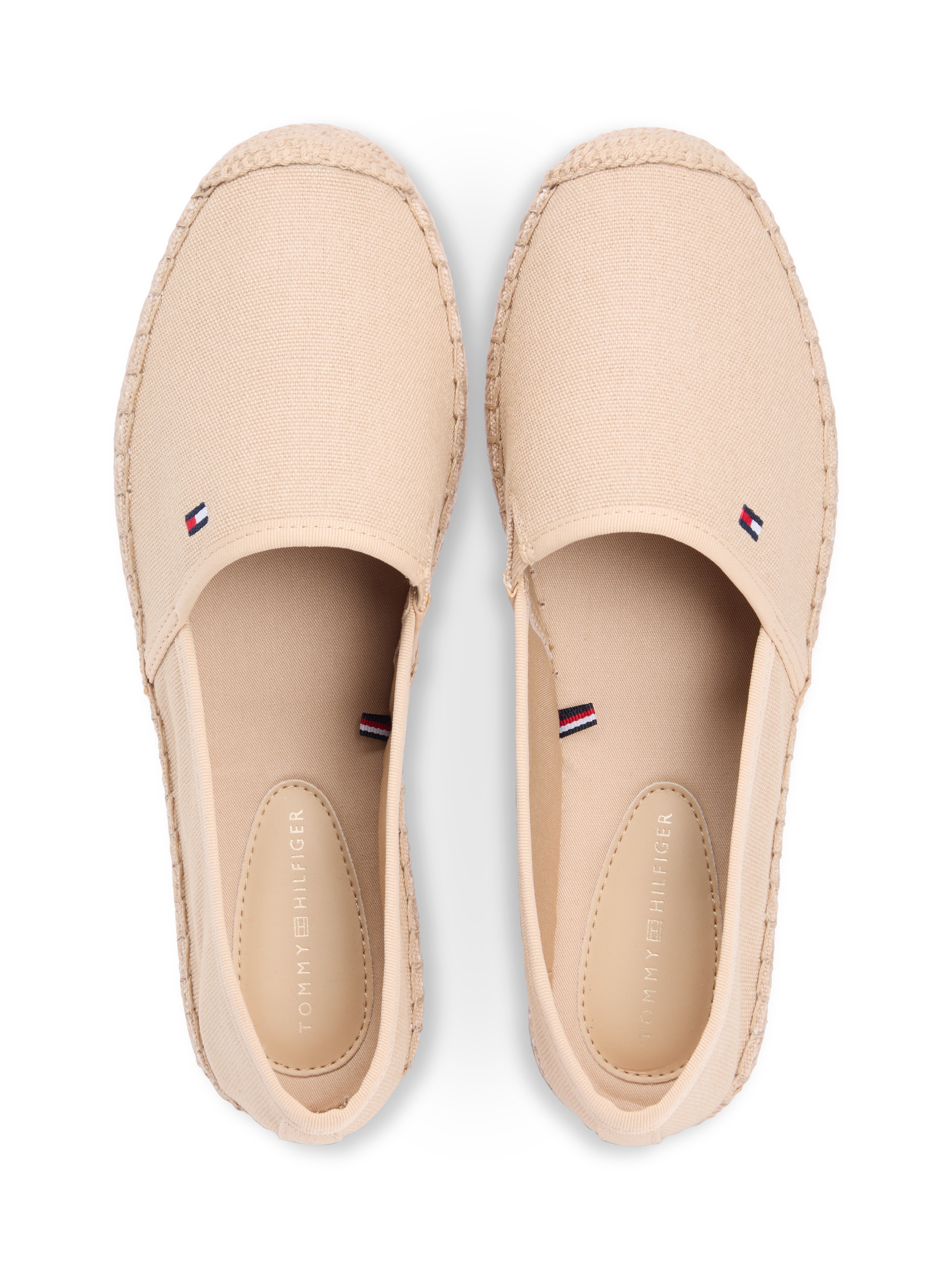Tommy Hilfiger Espadrille »FLAG CANVAS ESPADRILLE«  ,Slipper,Flats,Bequemschuh mit Jutebezug und Ziernähten, schmale Form