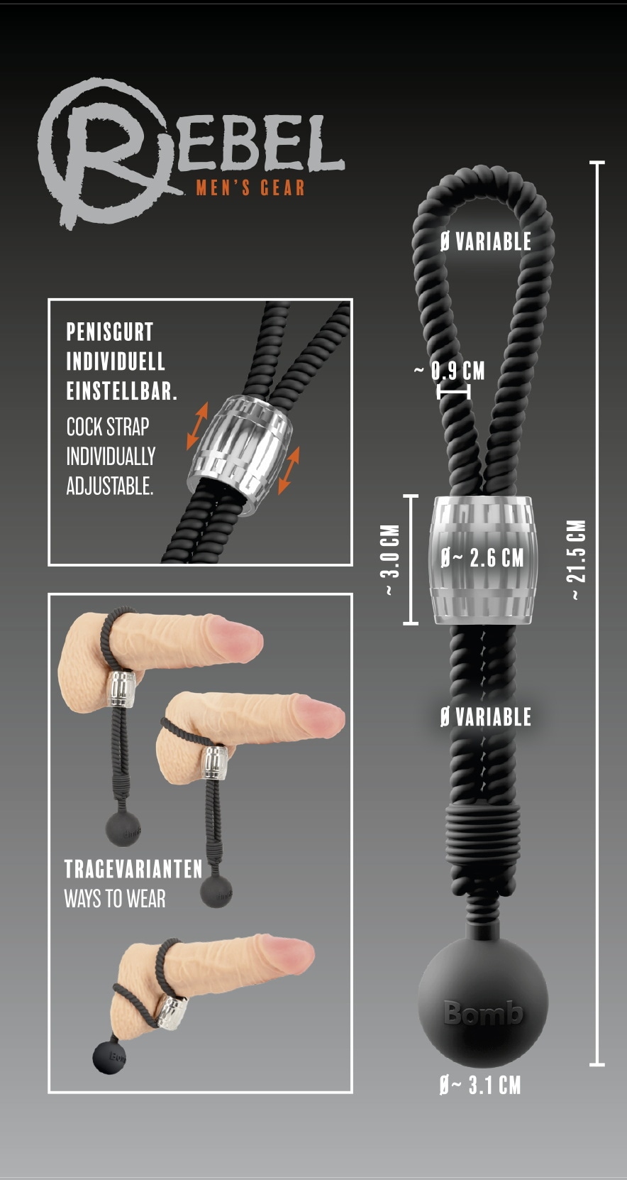 REBEL Penisring »Penisschlaufe Heavy Rope Cock Strap with Ball«
