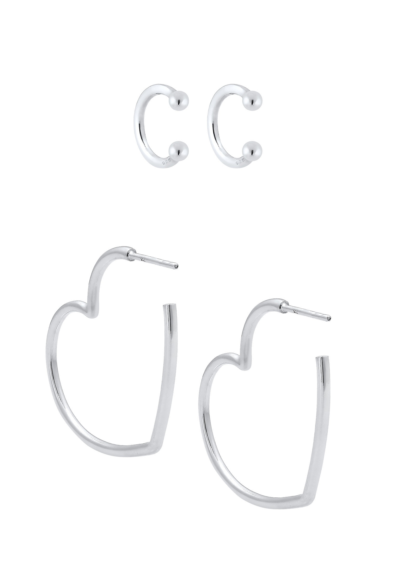 Elli Ohrstecker-Set »Ohrringe Creolen Earcuff Herz Liebe (2 tlg) 925 Silber«