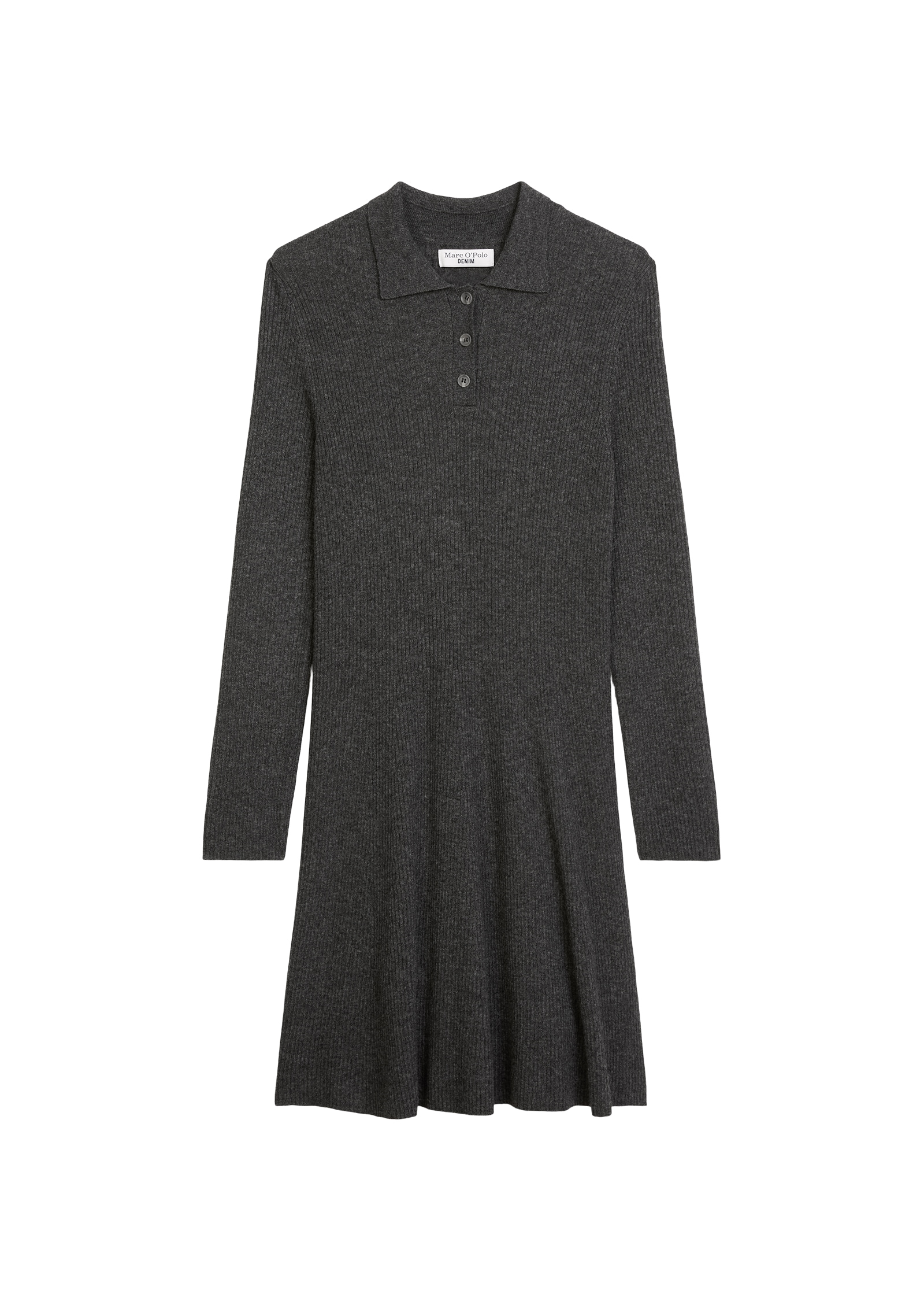 Marc O'Polo DENIM Polokleid, Strickkleid aus softem Schurwolle-Mix, A-Shape