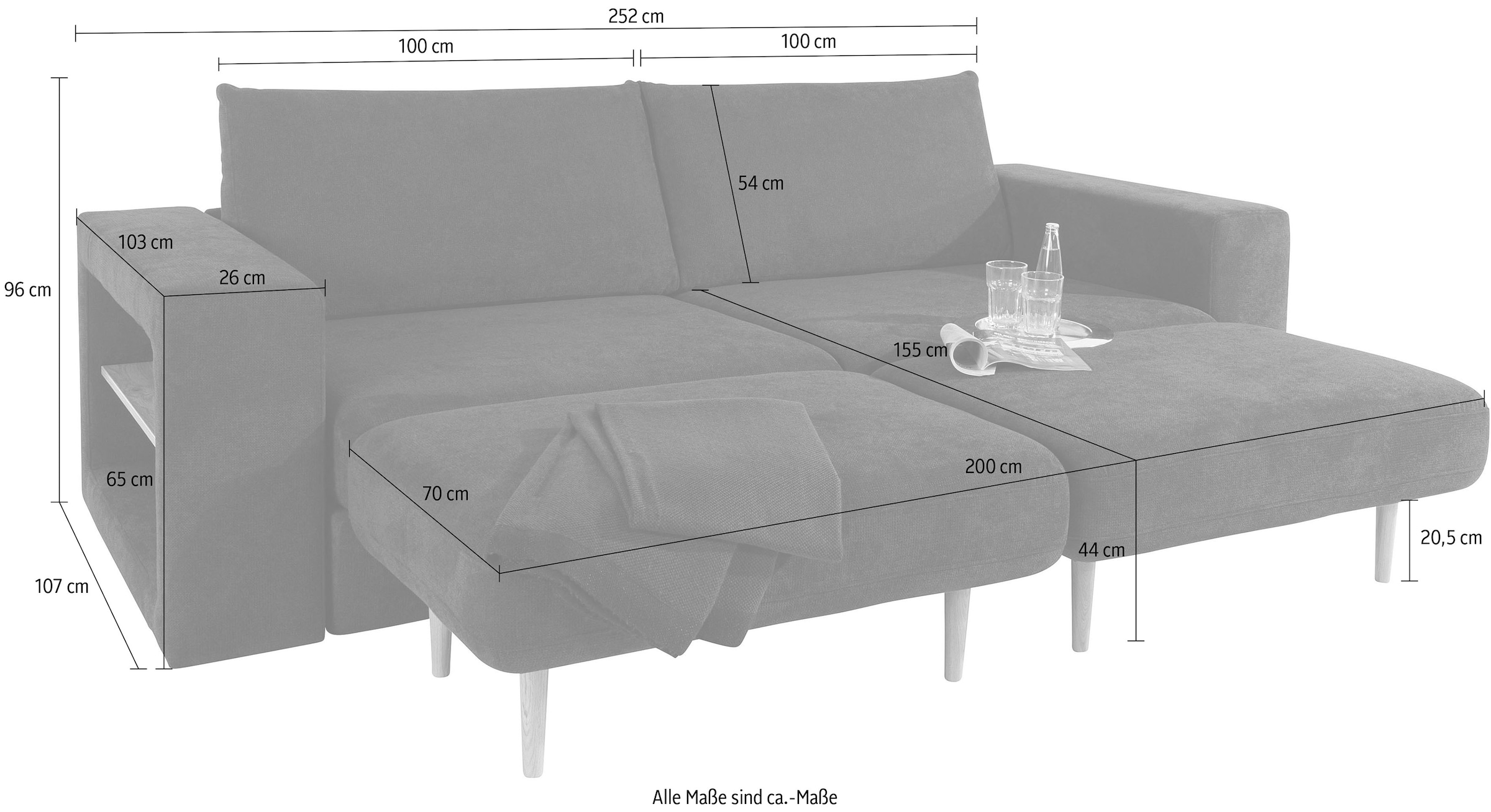 LOOKS by Wolfgang Joop 4-Sitzer »Looksvb«, Verwandlungssofa: aus Sofa wird Sofa mit 2 Hockern, mit Regalfunktion