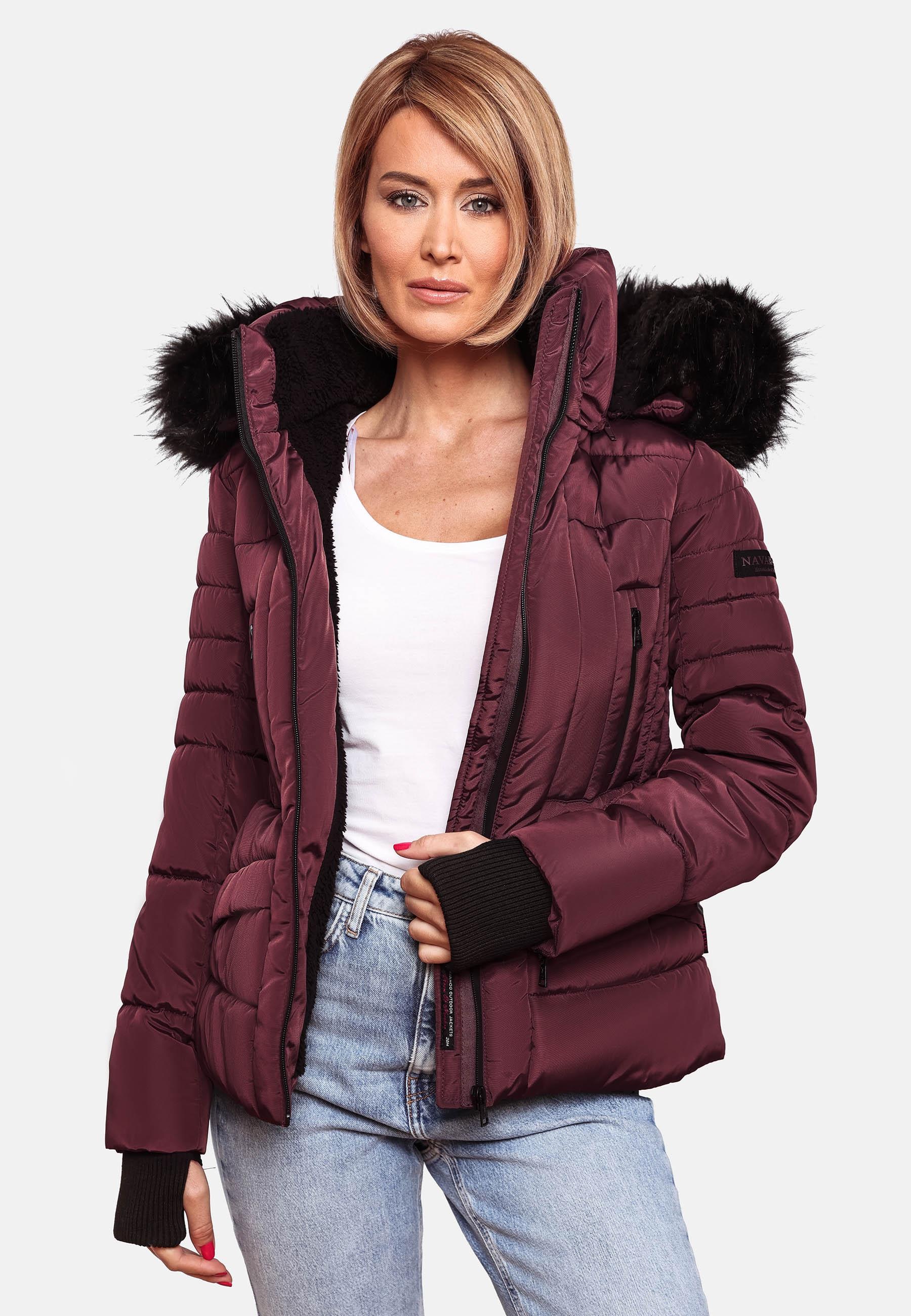 Navahoo Steppjacke »Winterjacke Adele« mit Kapuze hochwertige Winterjacke mit edler Kunstfell- Kapuze