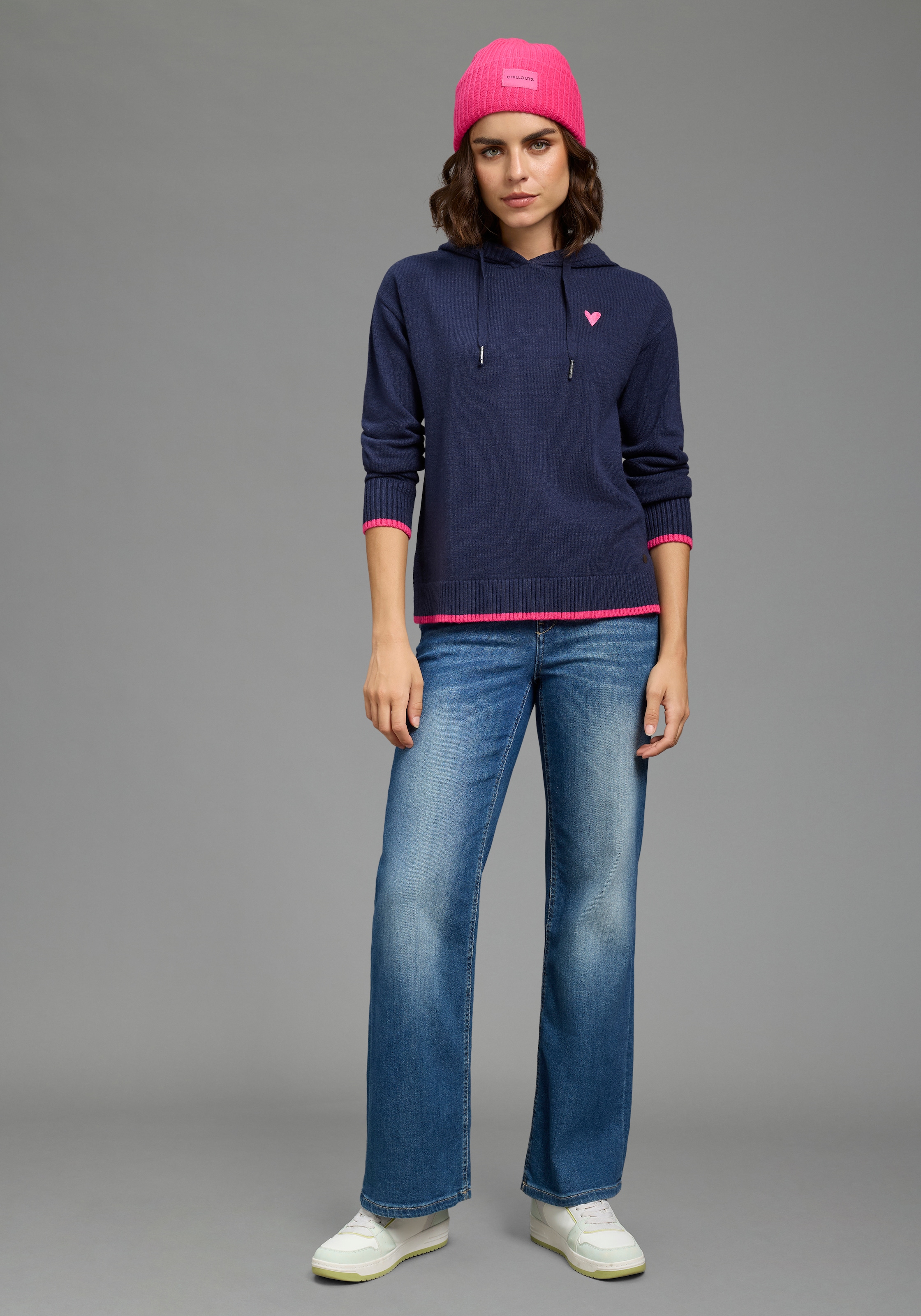 KangaROOS Kapuzenpullover mit Kapuze und Kordelzug, hüftlange Form, normale Passform