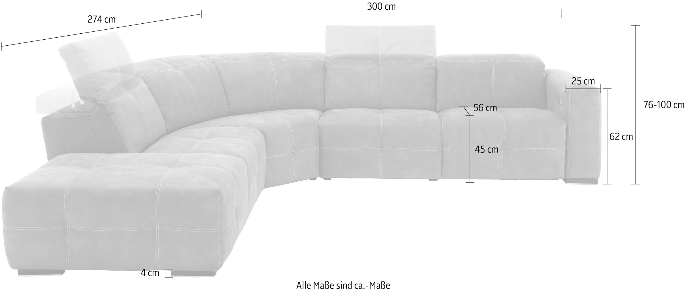Egoitaliano Ecksofa »Sauvanne, Designsofa der Extraklasse, elegant und bequem«, wahlweise mit elektrischer Relaxfunktion, Kopfteilverstellung