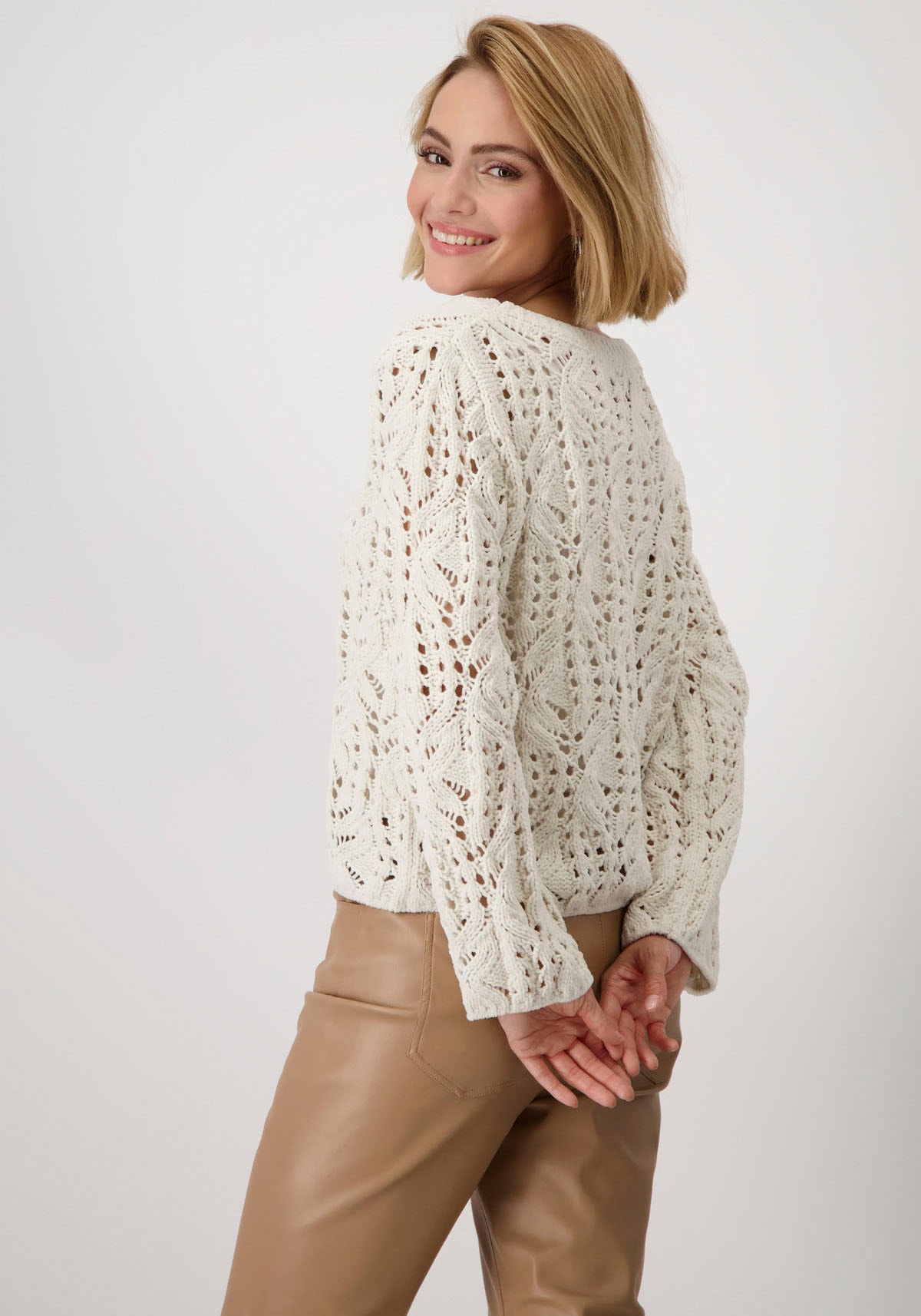 Monari Strickpullover, aus Ajourstrick