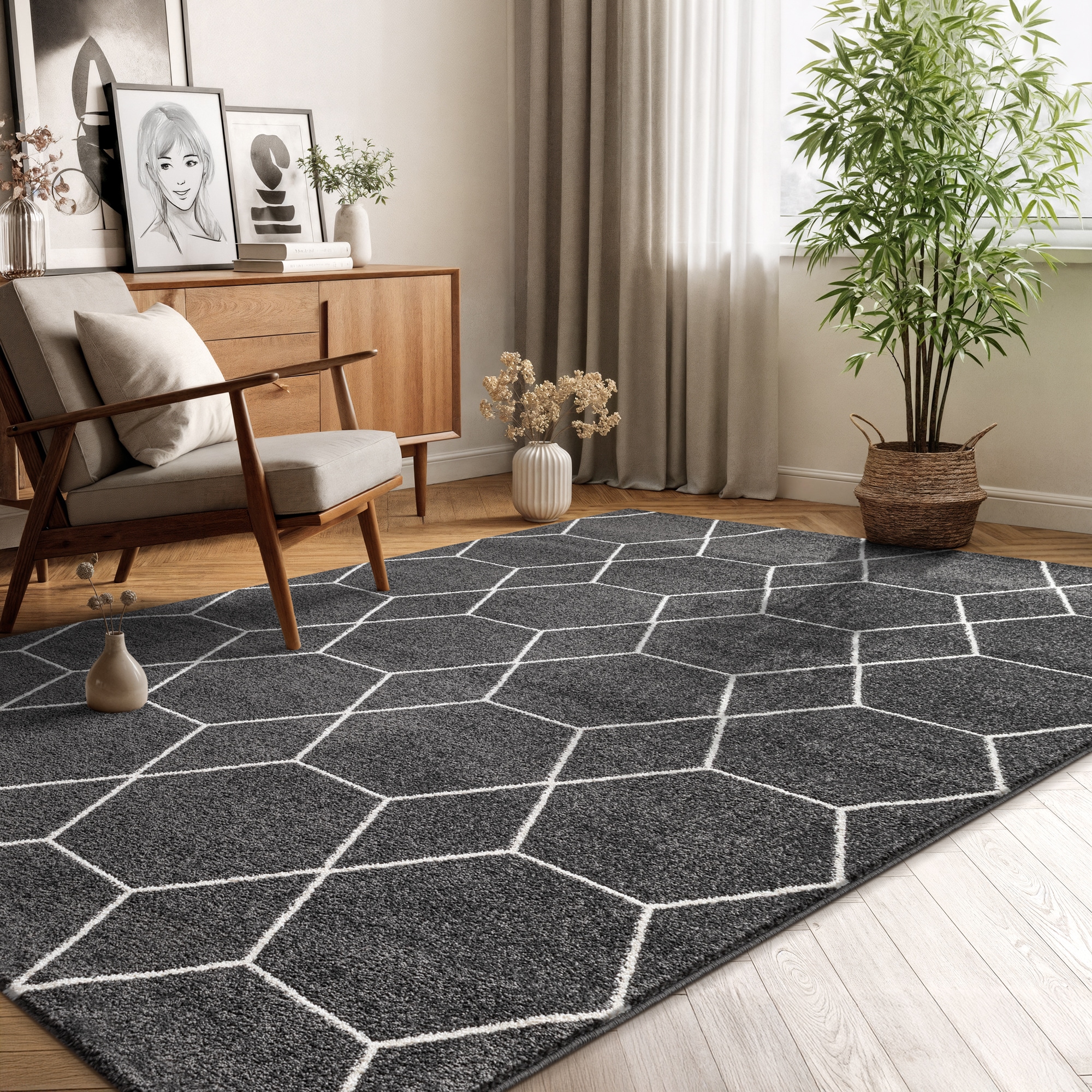 Sanat Teppich »Trellis« rechteckig 10 mm Höhe Kurzflor, skandi, boho, auch als Läufer und in rund