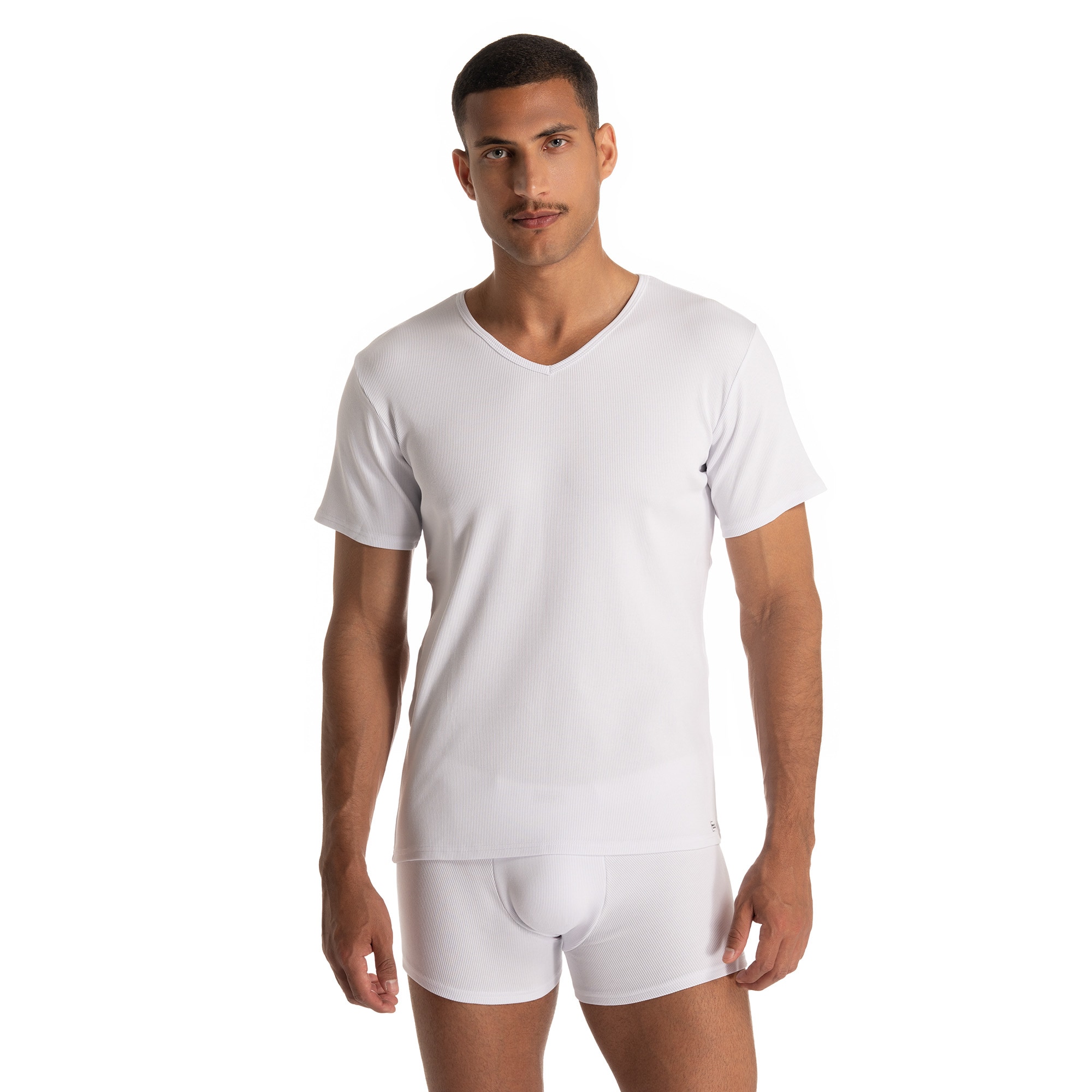 Bruno Banani V-Shirt »FINE RIB« Feinripp, Kurzarm, V-Neck, Cotton-Mix