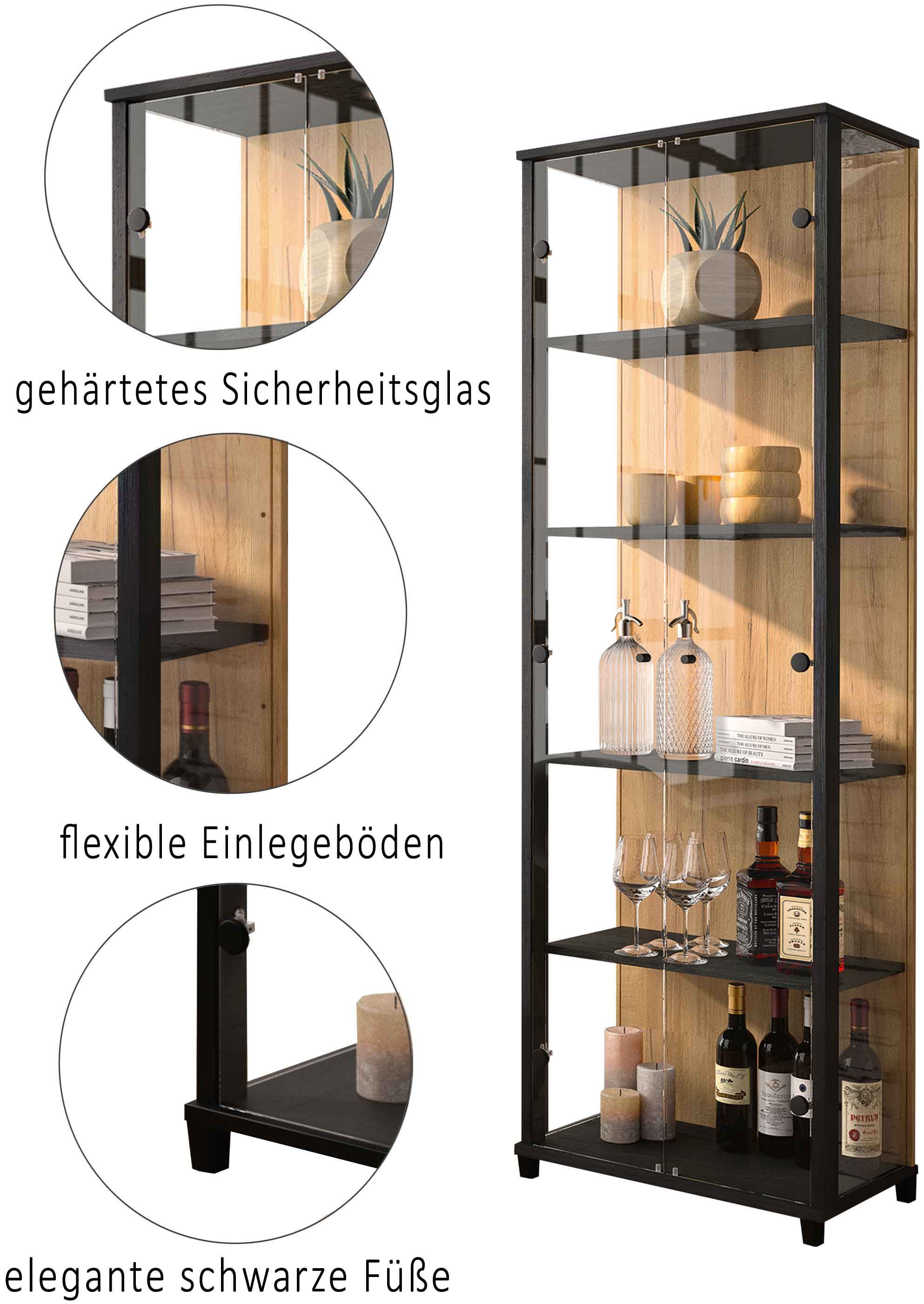 fif möbel Vitrine »OPTIMA«, Standvitrine, Vitrinenschrank, Glasvitrine, Sammlervitrine