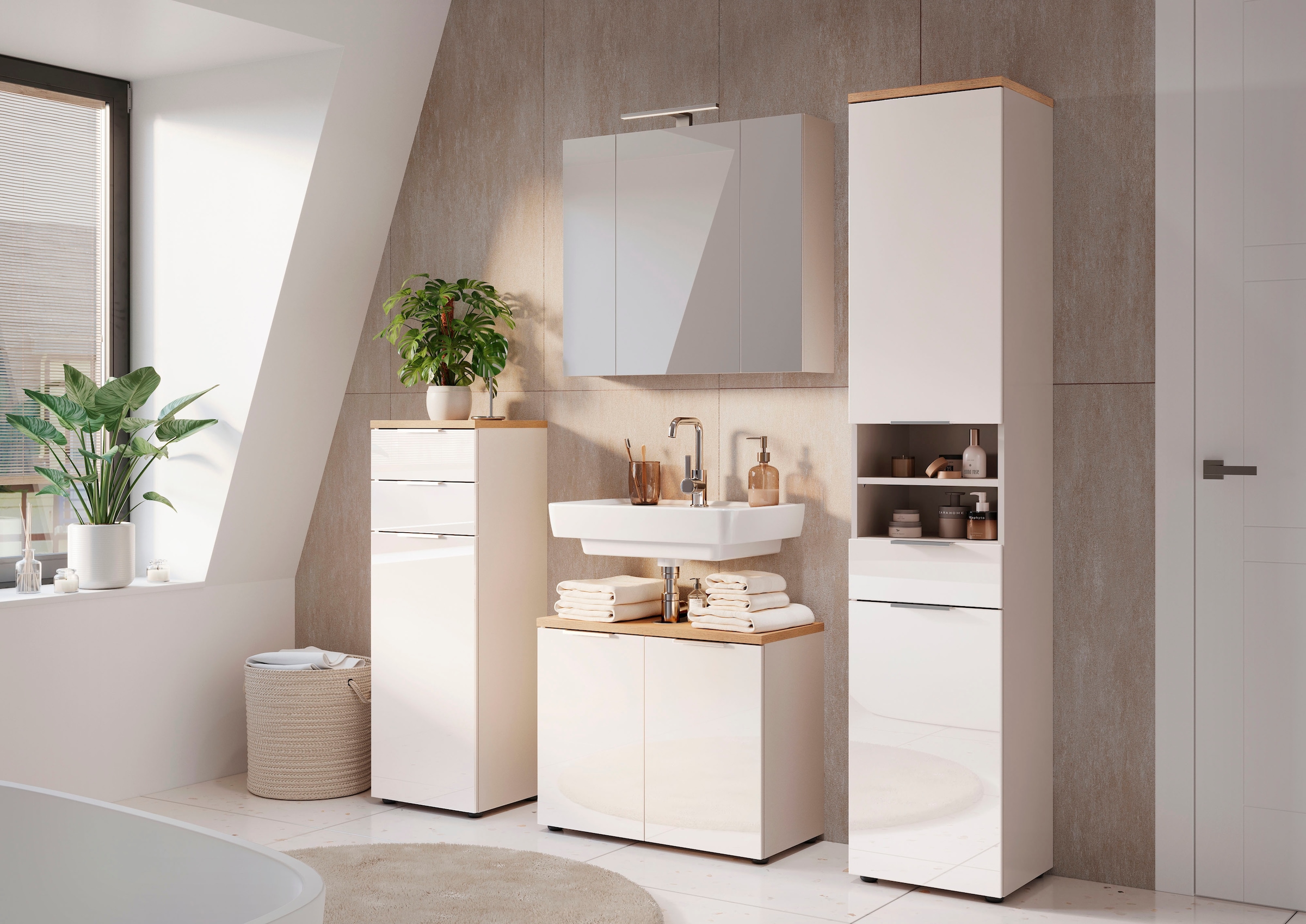 GERMANIA Hochschrank »Tavira« 1 Stk. tlg. Hochschrank mit Glasfronten und Türdämpfung