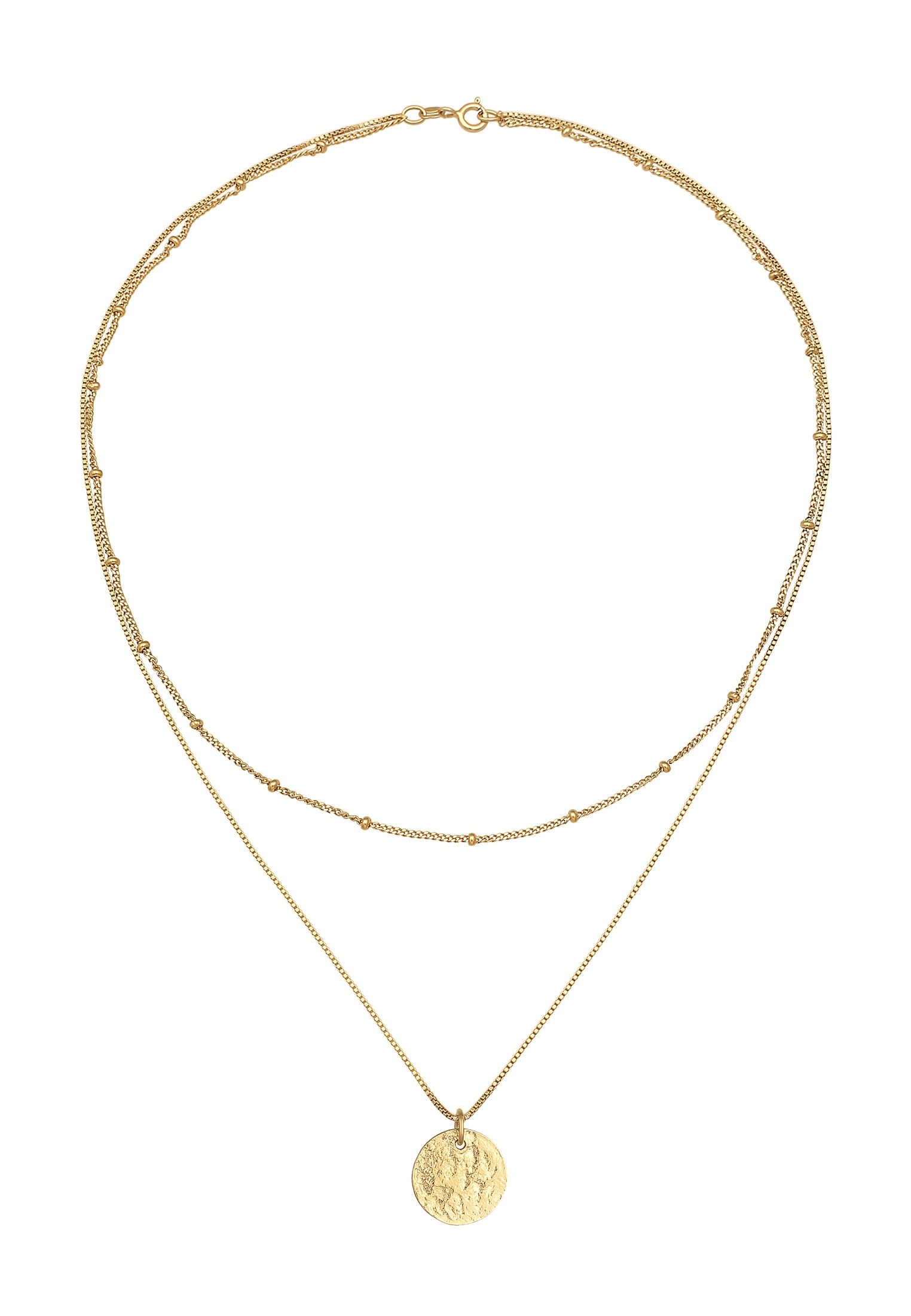 Elli Silberkette »Halskette Layer Plättchen Kugelkette Boho 2-lagig 925 Silber«
