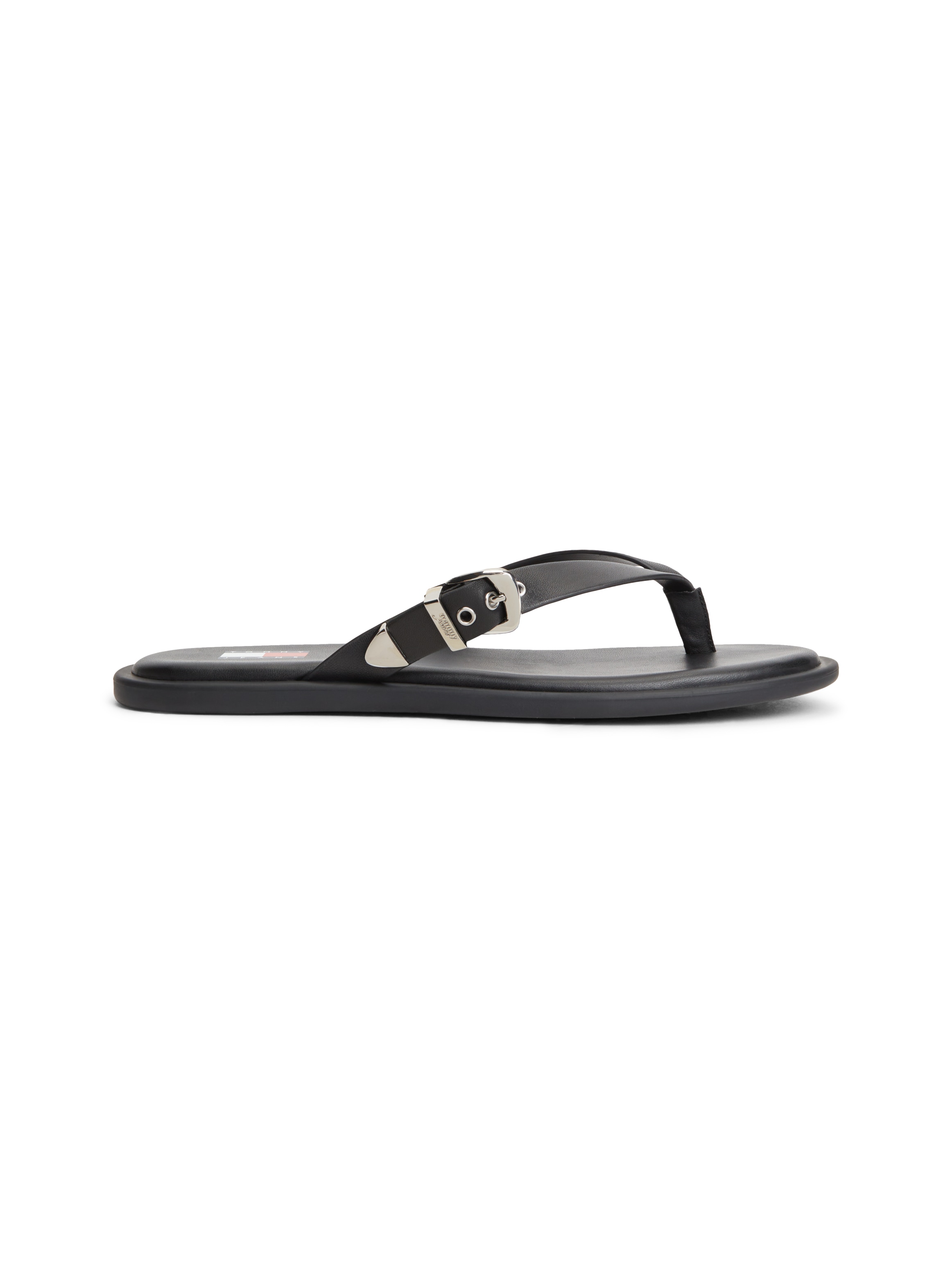 Tommy Jeans Zehentrenner »TJW FLAT LEATHER SANDALS«  Dianette, Strandschuh, Schlupfschuh mit verstellbarer Schnalle