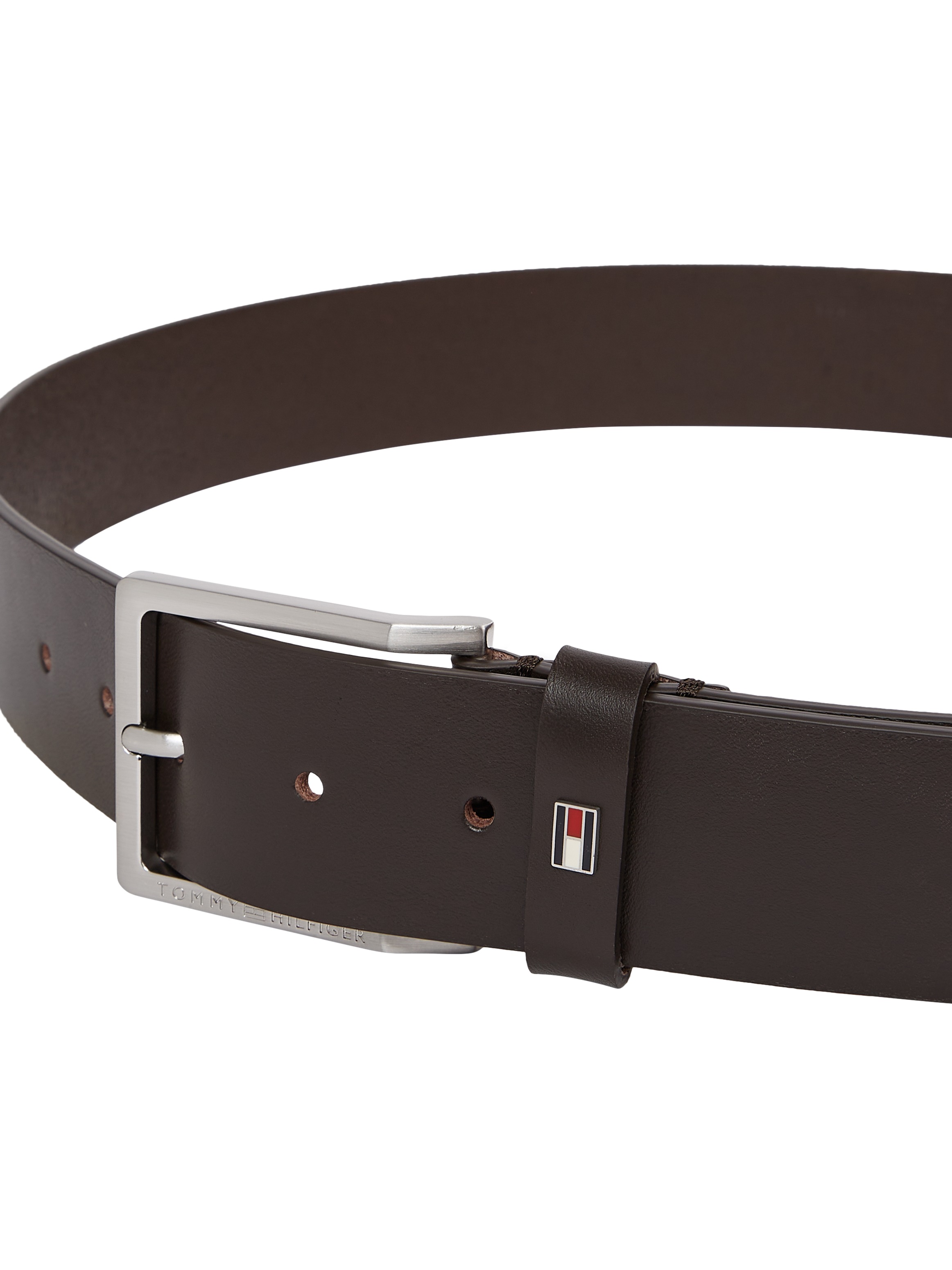 Tommy Hilfiger Ledergürtel »OLIVER 4.0«, Größenverstellbar, Markenlogoemblem aus Metall