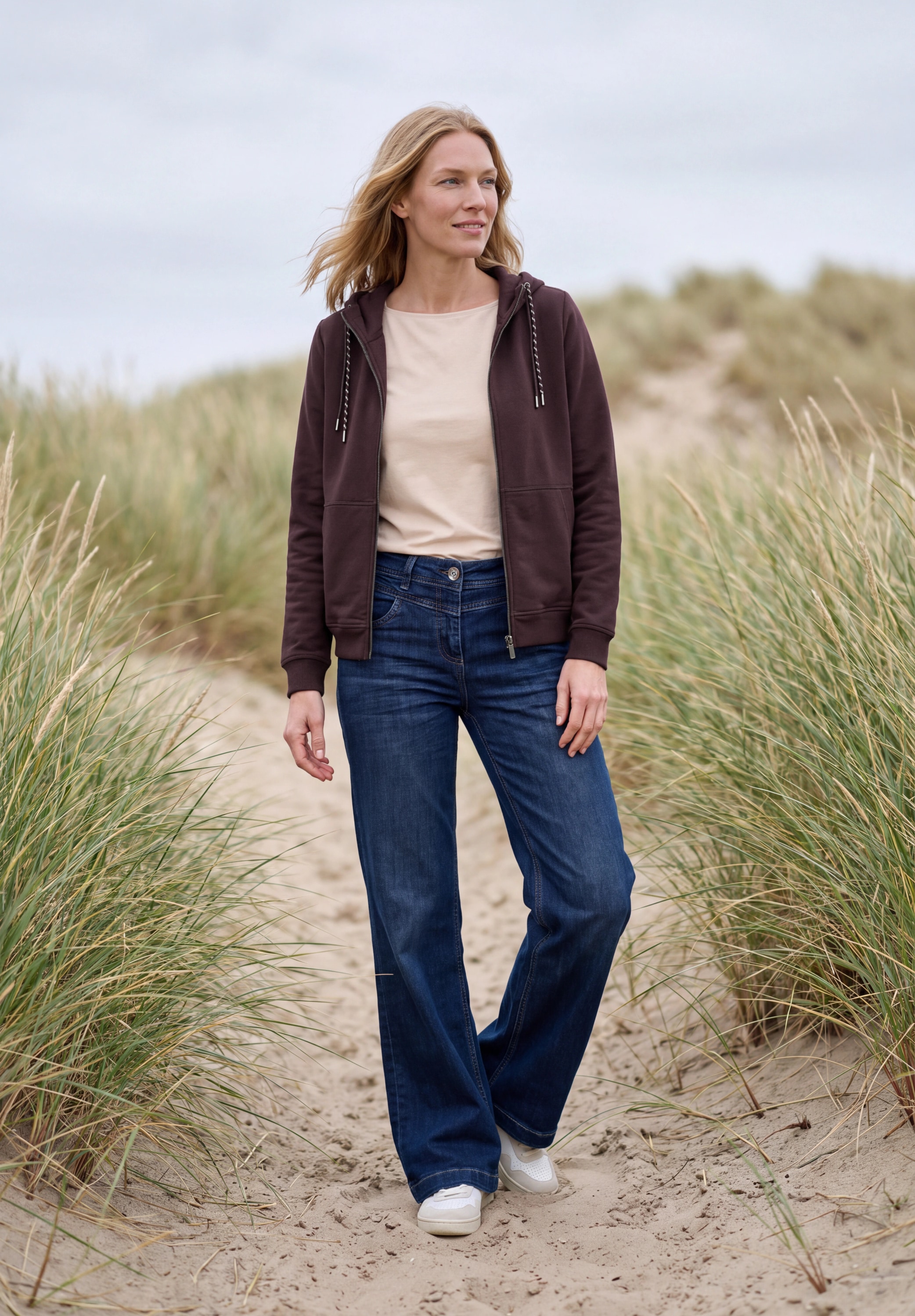 Cecil Kapuzensweatjacke mit Elasthananteil /  unifarben