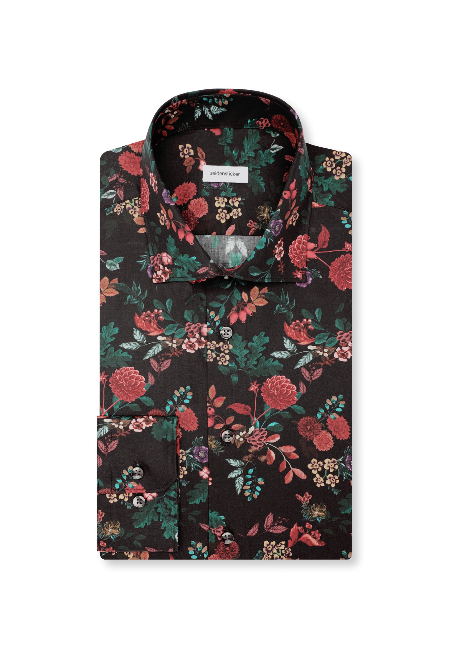 seidensticker Businesshemd »Schwarze Rose« Shaped 1/1 Kentkragen Druck