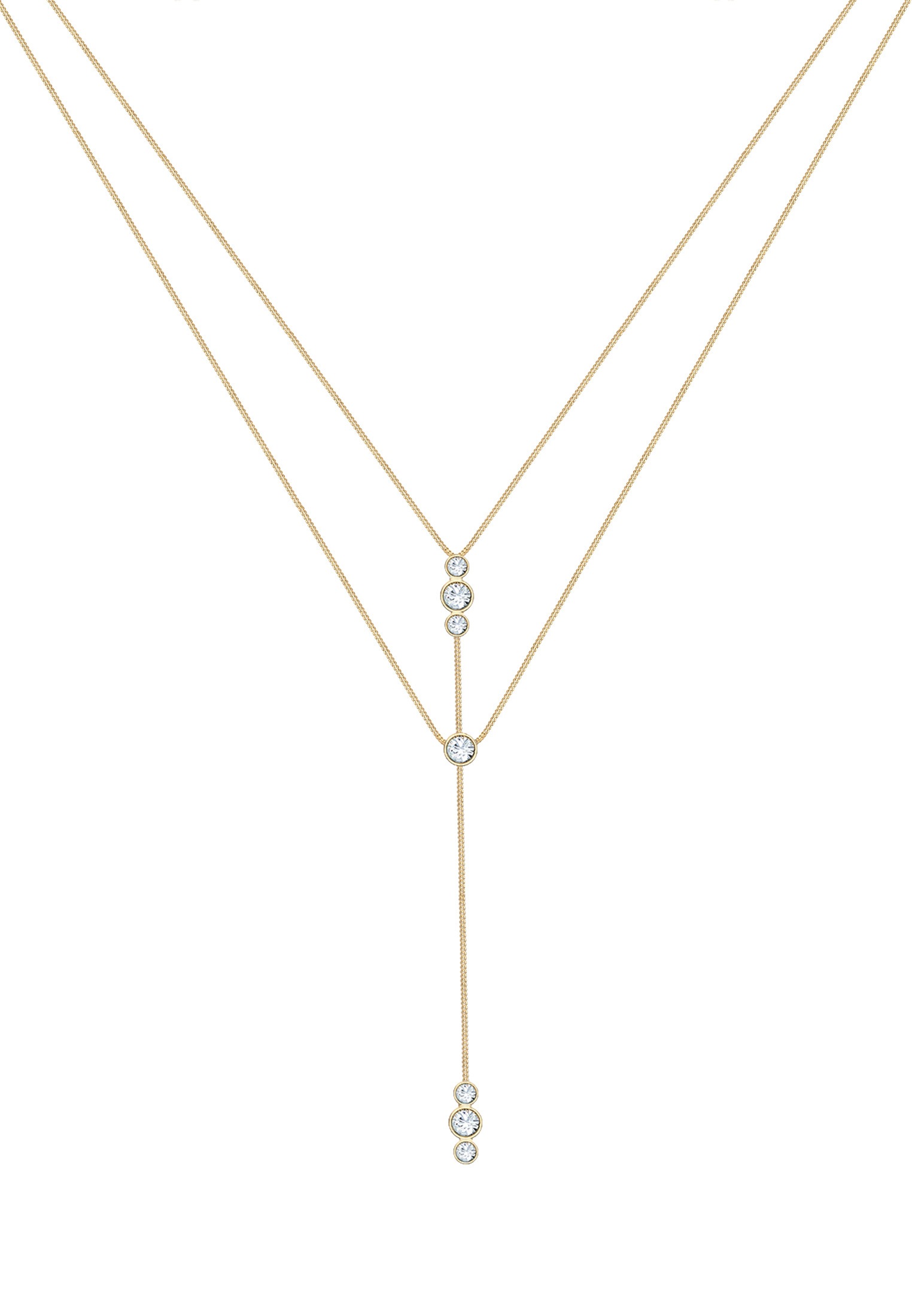 Elli Silberkette »Halskette Y-Kette Layer und Kristalle 925 Silber«