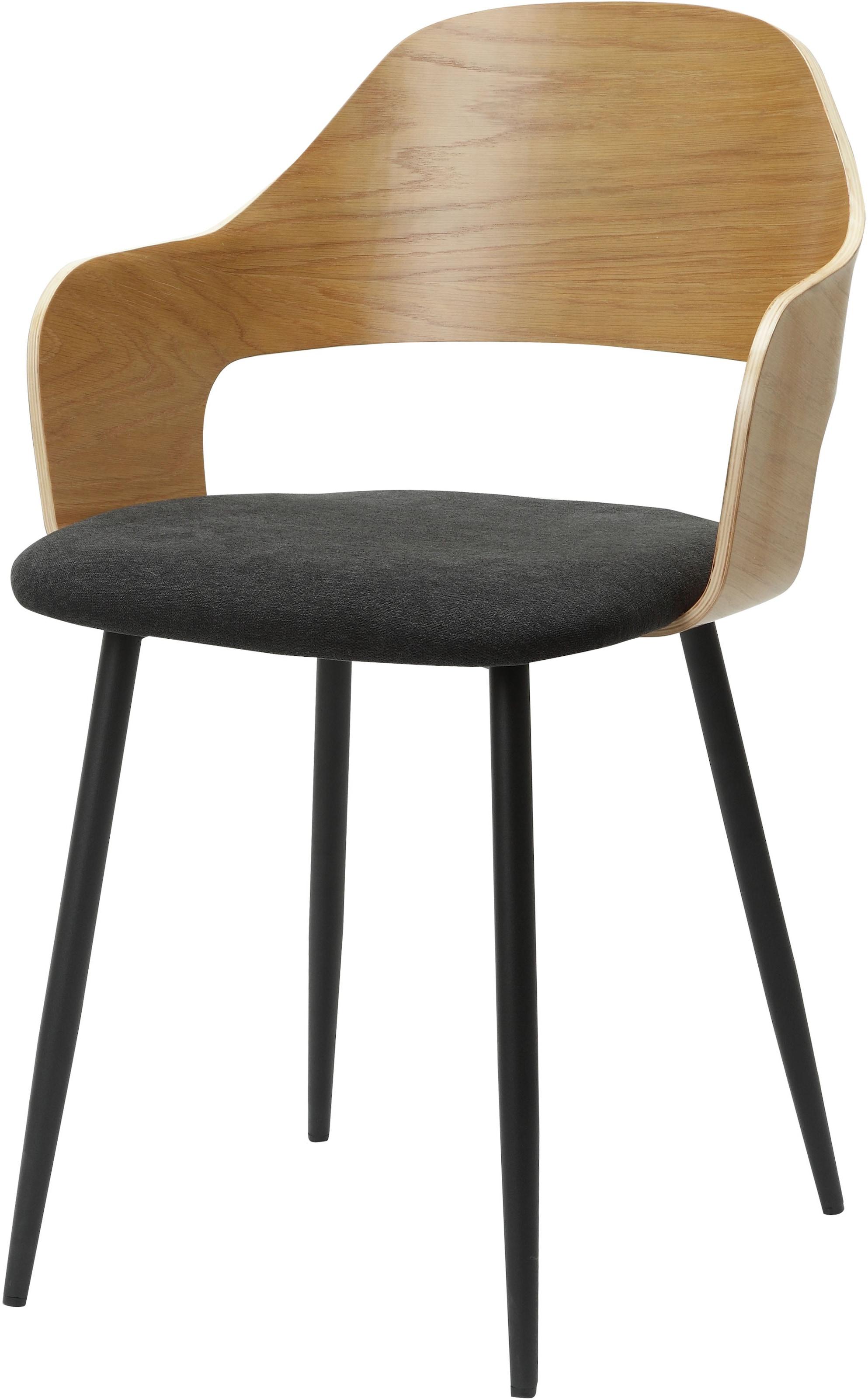 Home affaire Esszimmerstuhl »Belleville« (Set) 2 Stk.Rückenlehne in Eichenfurnier, Beine aus Metall