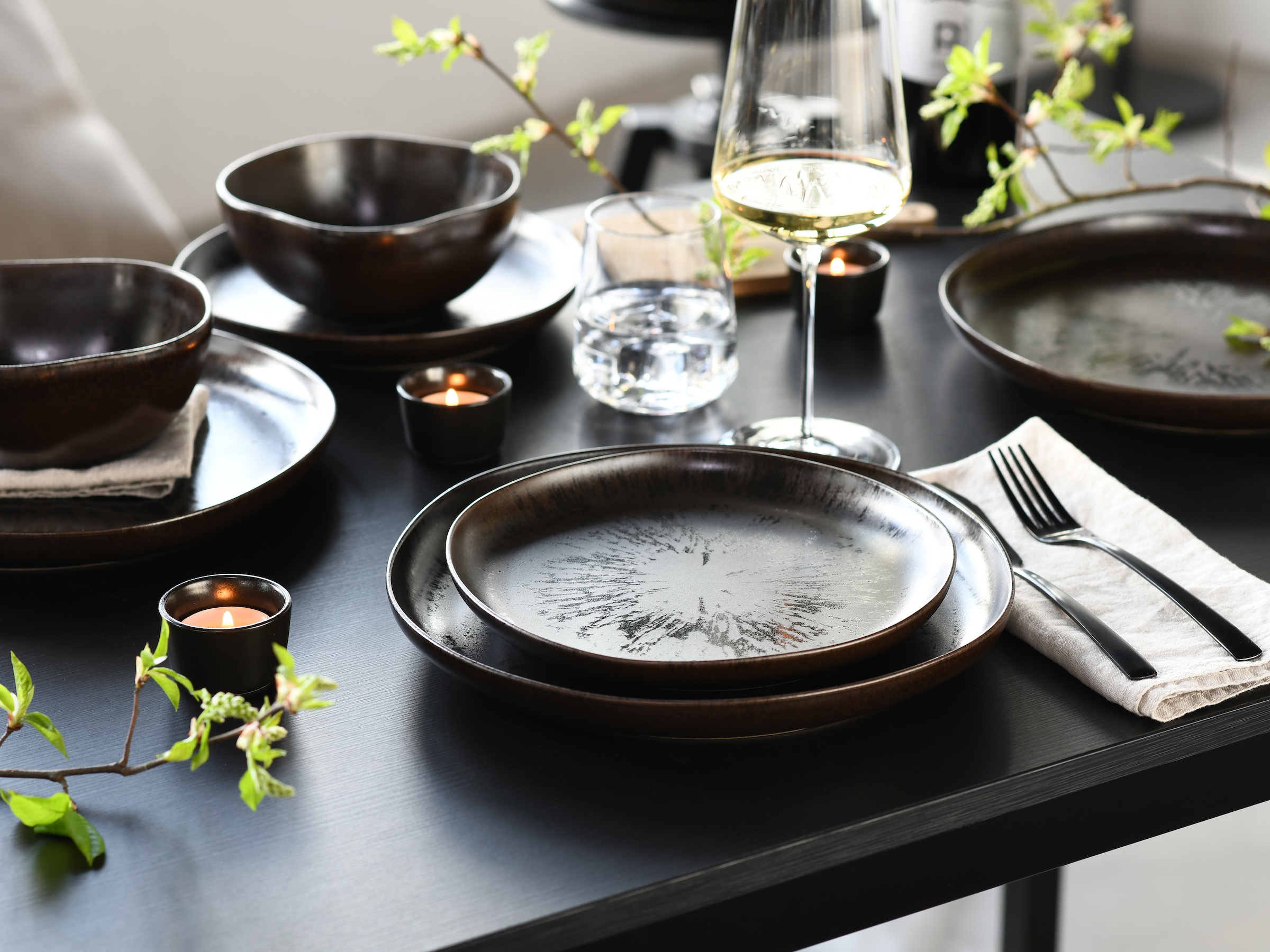 CreaTable Teller-Set »Natura Organic Rusty, Tellerset 12-tlg« Seidenmatte Effektglasur