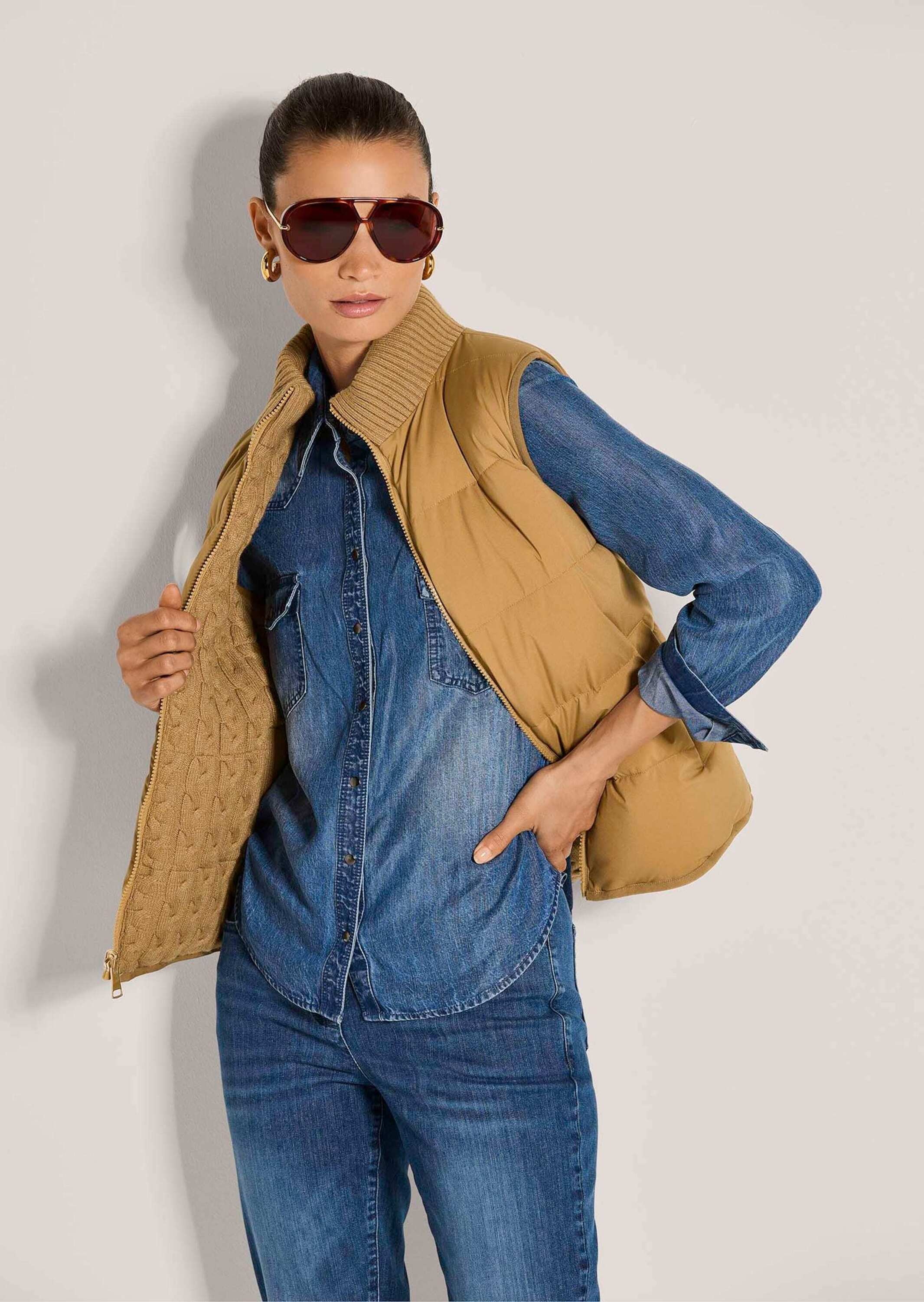 MADELEINE Kurzweste »Weste Strickweste mit Zopfmuster«