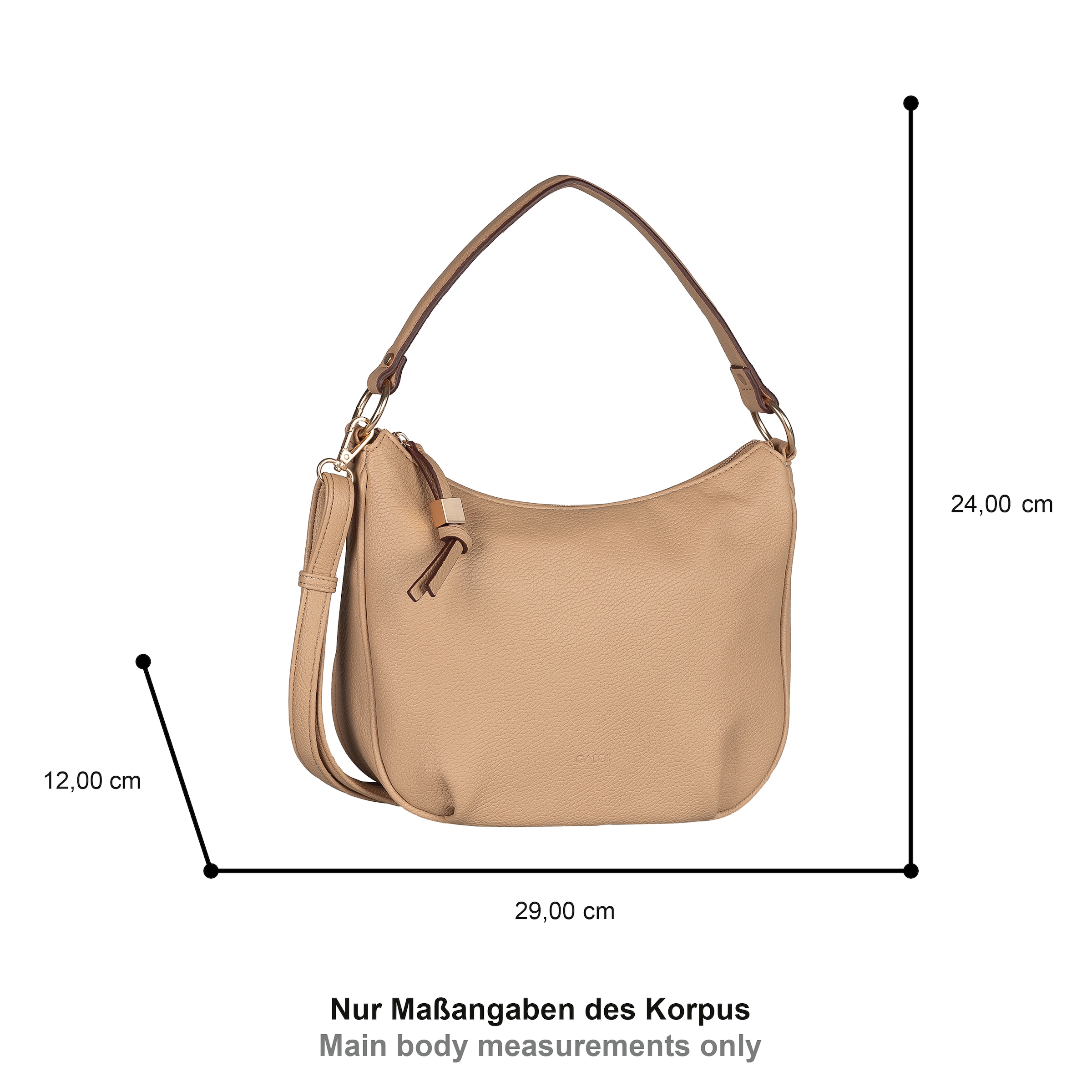 Gabor Schultertasche »Rosina« lässiger Look mit softem Material und markantem Metalldetail am Zipper