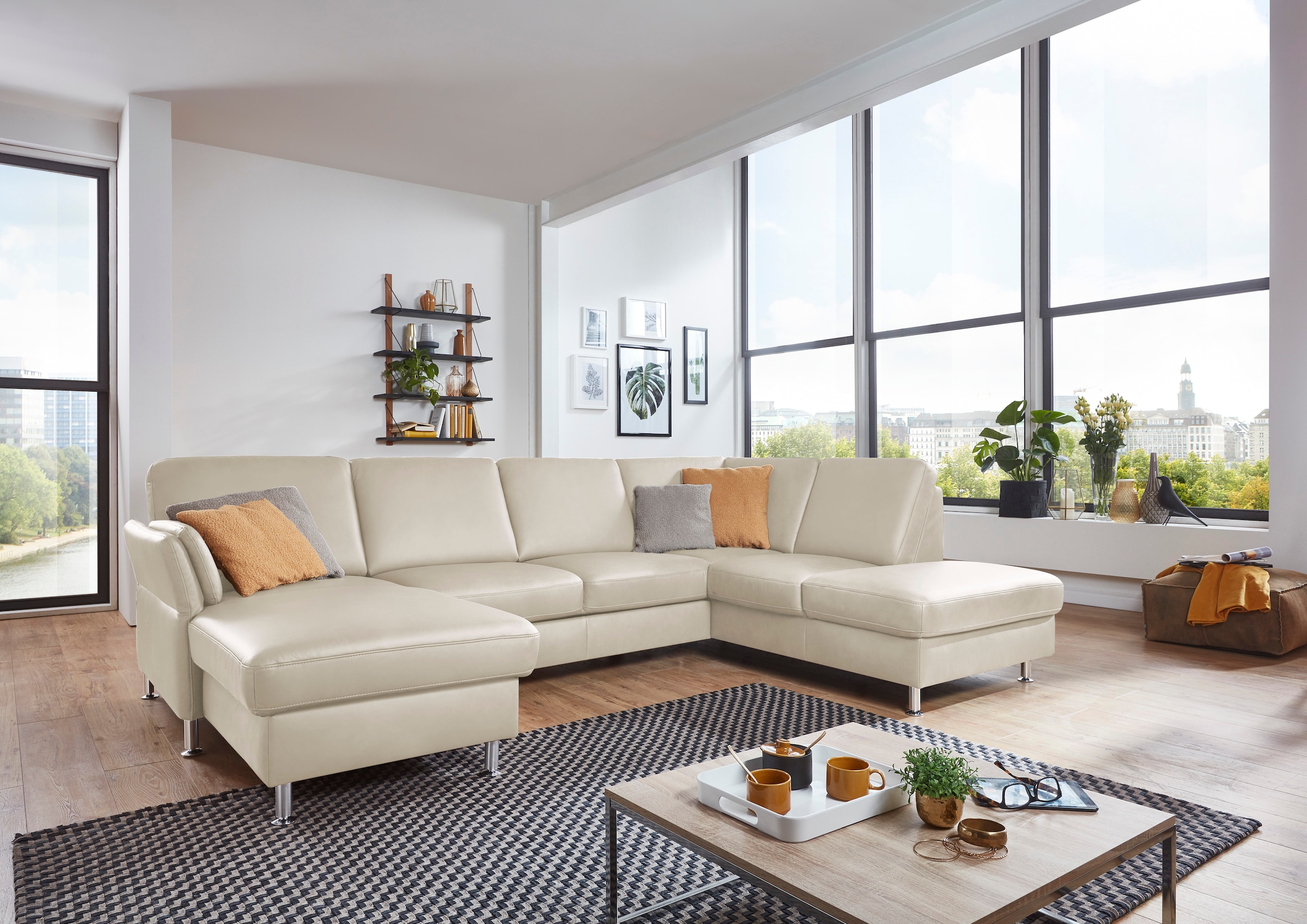 Die PlanBar Wohnlandschaft »PN-EM18013 U-Form, ohne Kopfstützen« wahlweise mit Bettfunktion und Stauraum