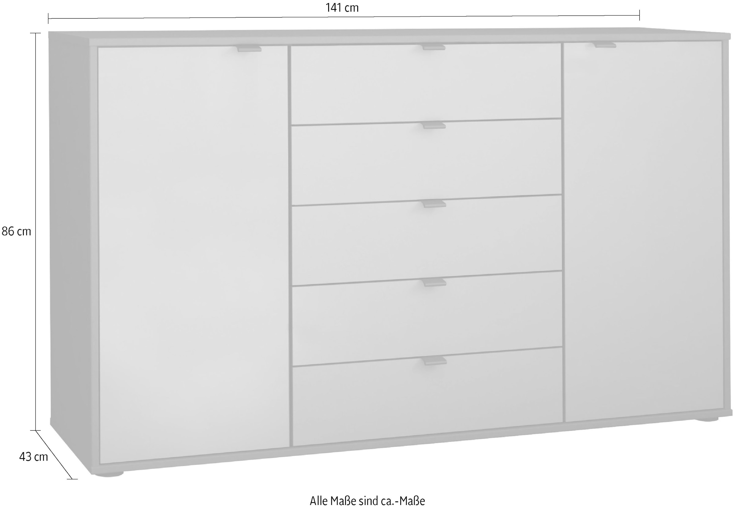 WIEMANN Kombikommode »Nizza«, vormontiert, mit Soft-Close und Glasfront