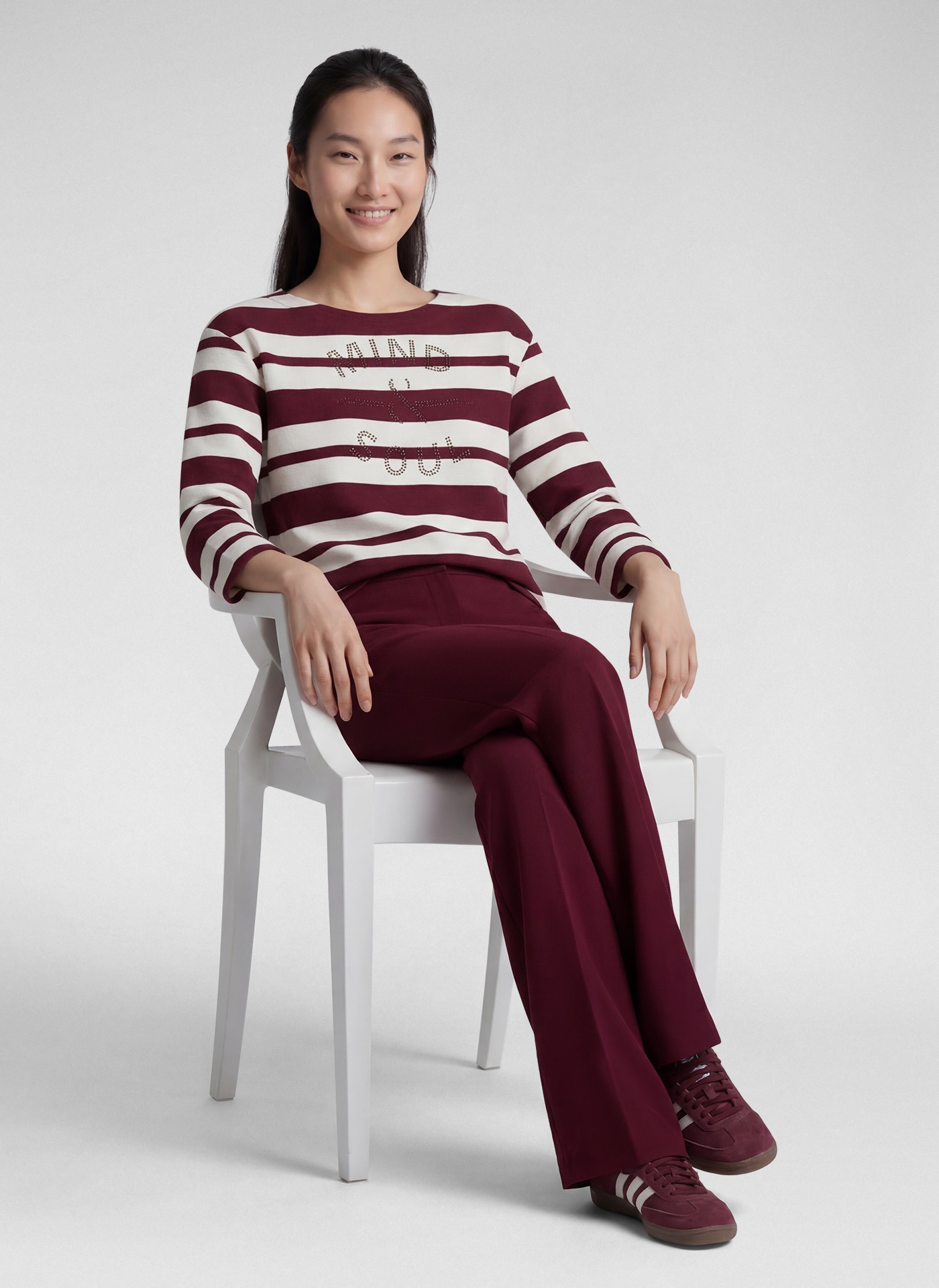 Rabe 3/4-Arm-Shirt im Streifen-Design und mit Glitzersteinen