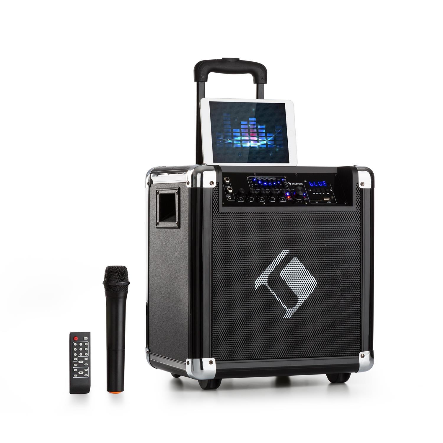 Auna PA-Anlage 8 Woofer 35 / 100 Wmax. VHF-Mikro USB SD BT AUX mobil