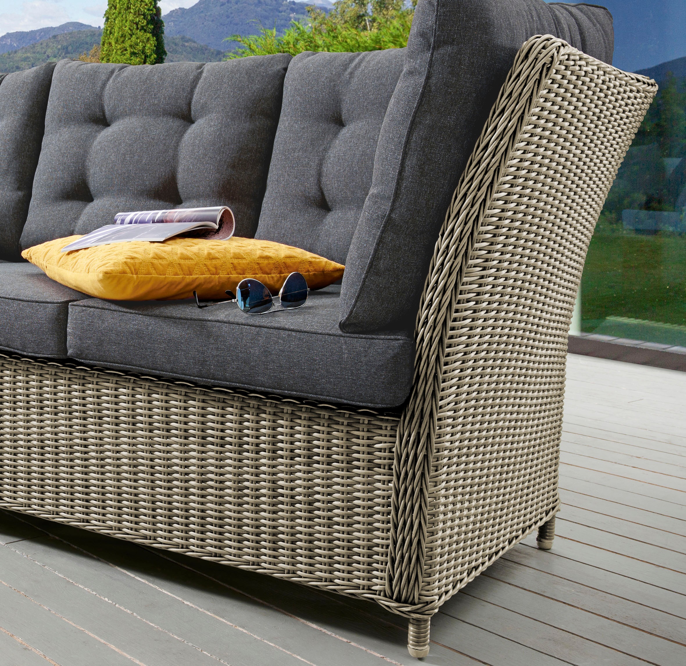 Destiny Loungesofa »PALMA«, Aluminium, Polyrattan, 3er Bank, inkl. Auflagen