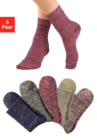 Socken, (5 Paar), gestrickt mit farbigen Garnen