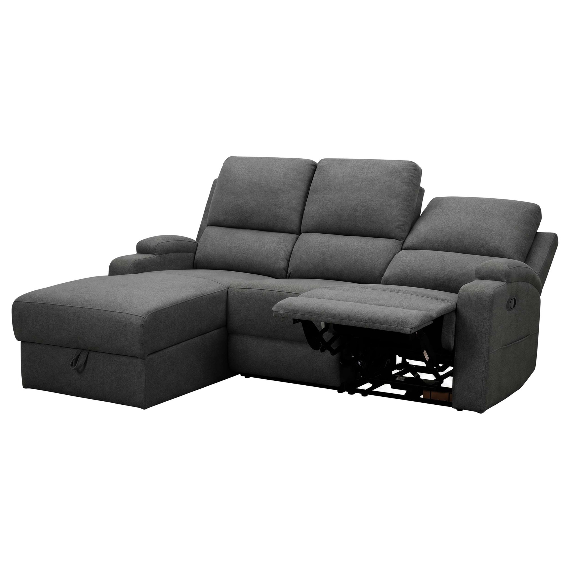OTTO home Ecksofa »NAPORI Struktur-Bezug, L-Form, 210cm, man./elektr. Relaxfunktion« USB-A bei elektr. Variante, Staukasten, Seitentaschen u. Federkern