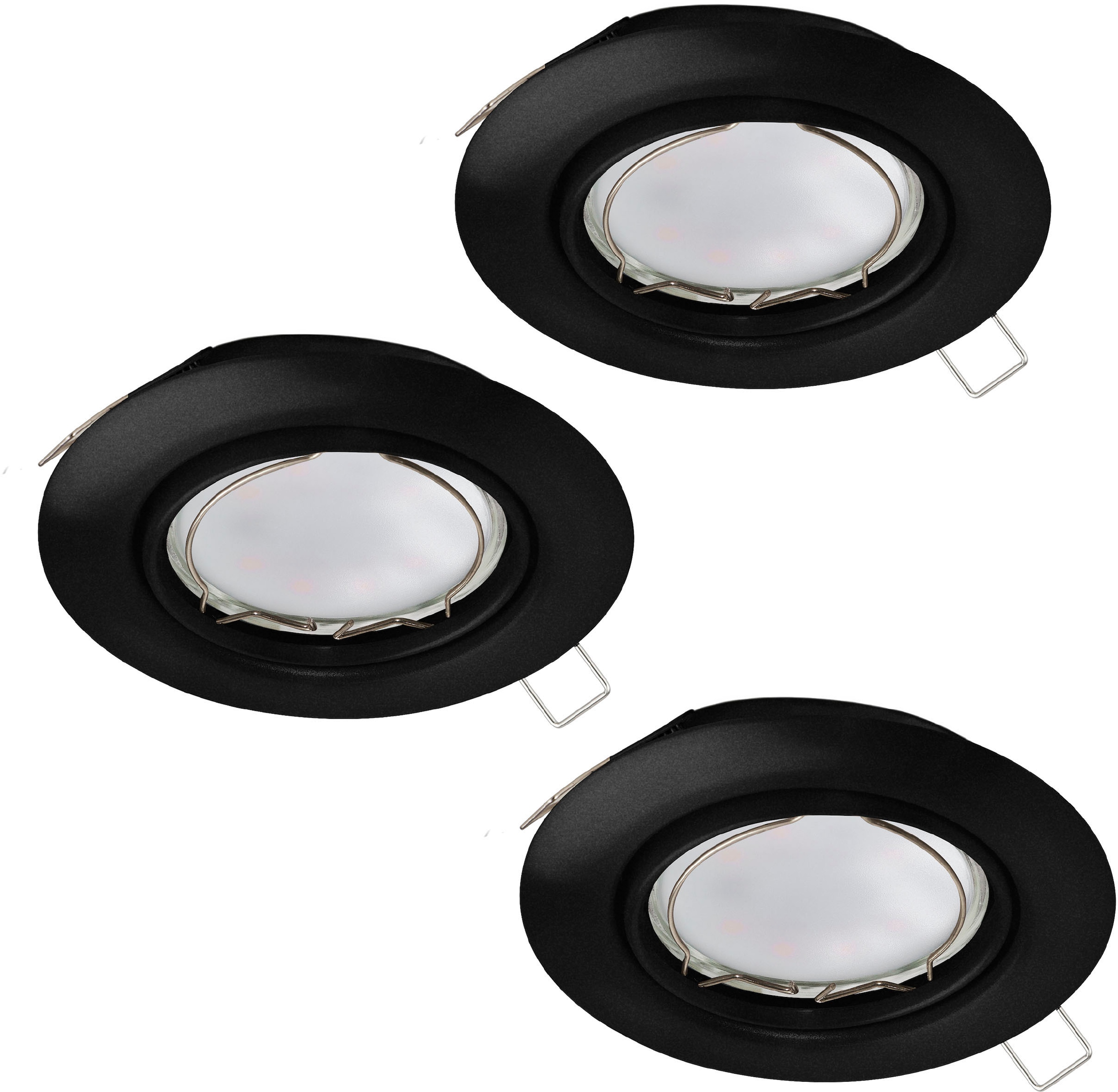 EGLO Einbauleuchte »PENETO Einbaulampe, Stahl, GU10, IP20, Flurlampe, Wohnzimmerlampe«, Leuchtmittel GU10 | Leuchtmittel wechselbar-ohne Leuchtmittel, Einbauleuchte, Schlafzimmerlampe, Ø8,7, schwarz, 3X4,6W inkl.